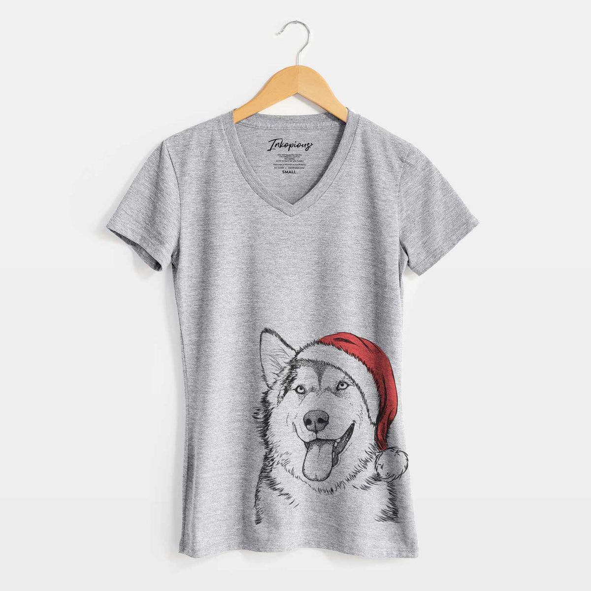 Santa Kaskae the Alaskan Malamute - Women's V-neck Shirt