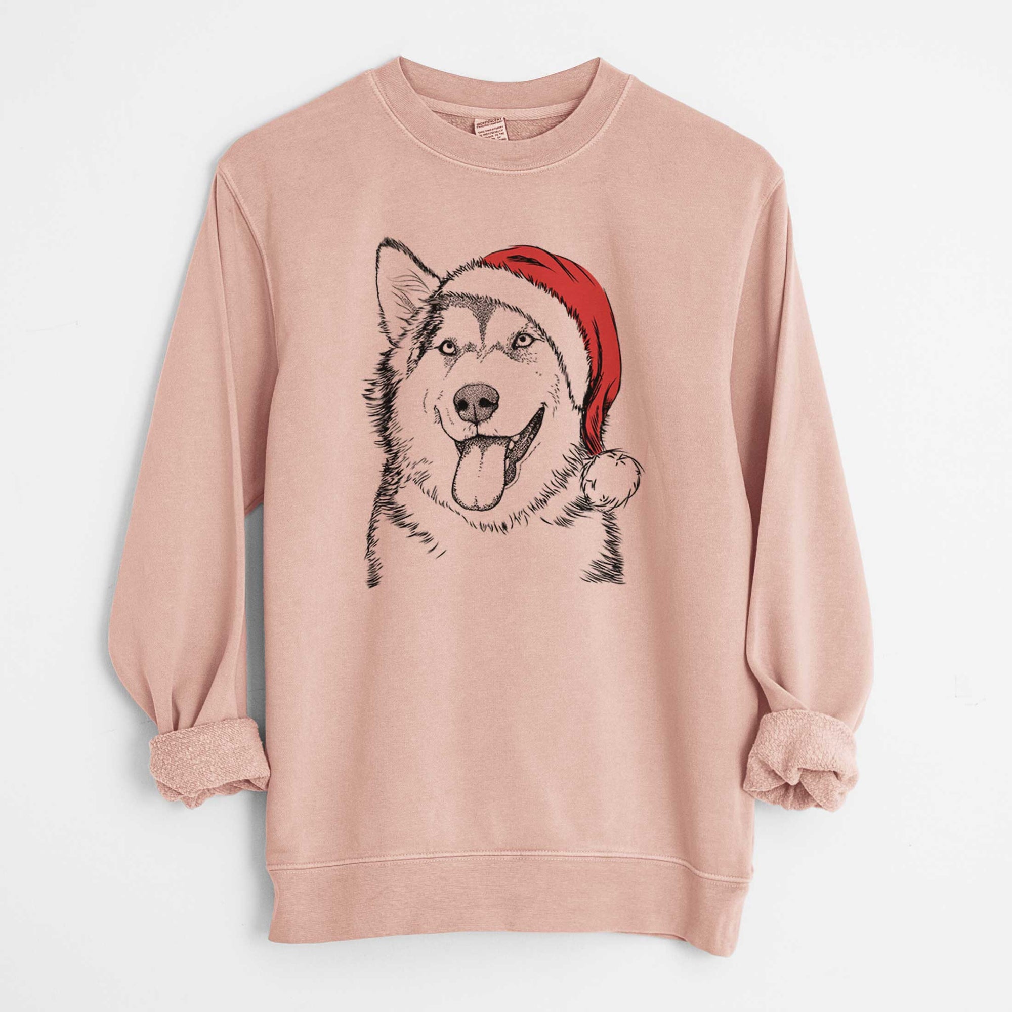Santa Kaskae the Alaskan Malamute - Unisex Pigment Dyed Crew Sweatshirt