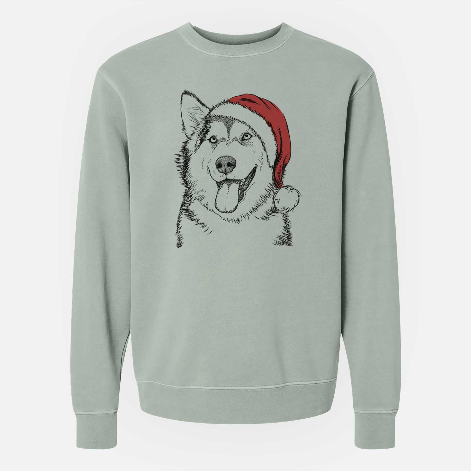 Santa Kaskae the Alaskan Malamute - Unisex Pigment Dyed Crew Sweatshirt