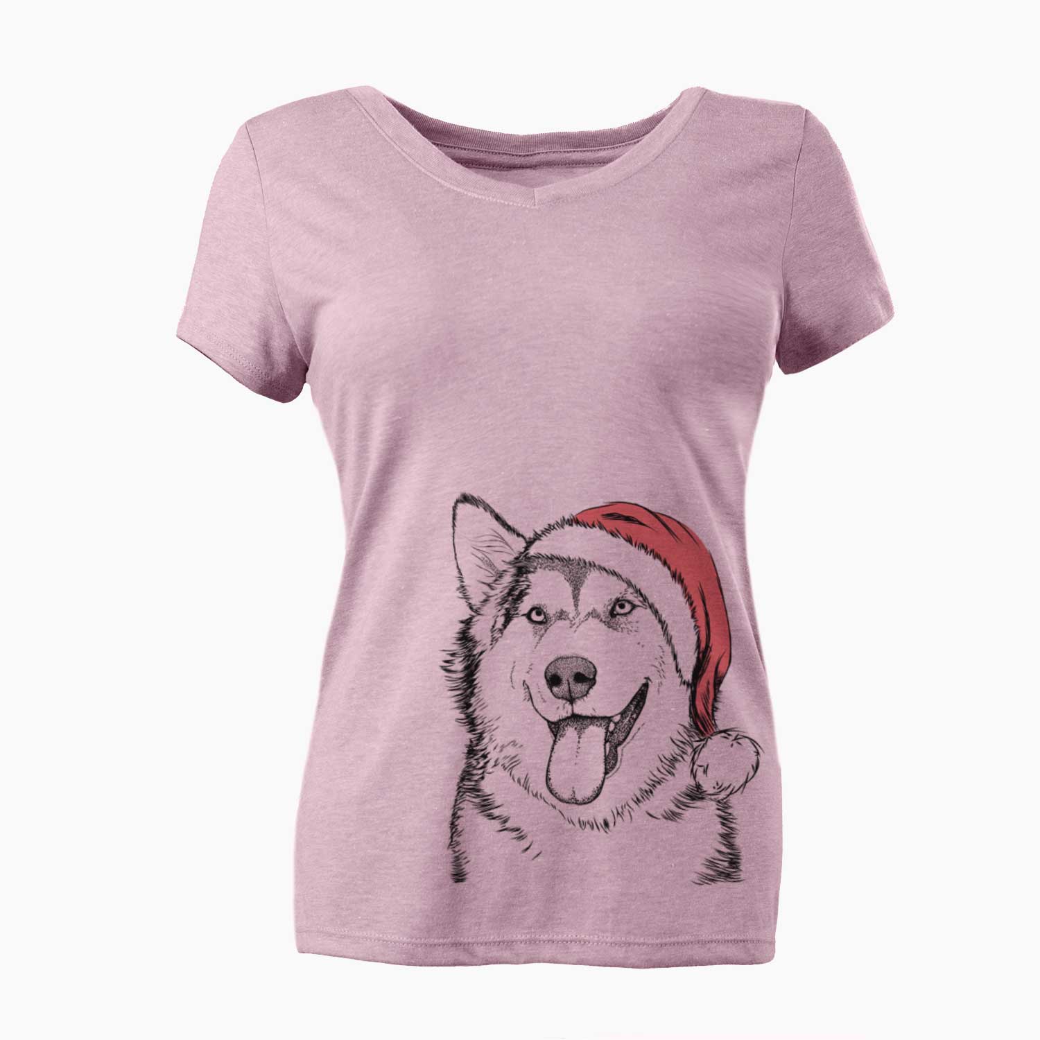 Santa Kaskae the Alaskan Malamute - Women's V-neck Shirt