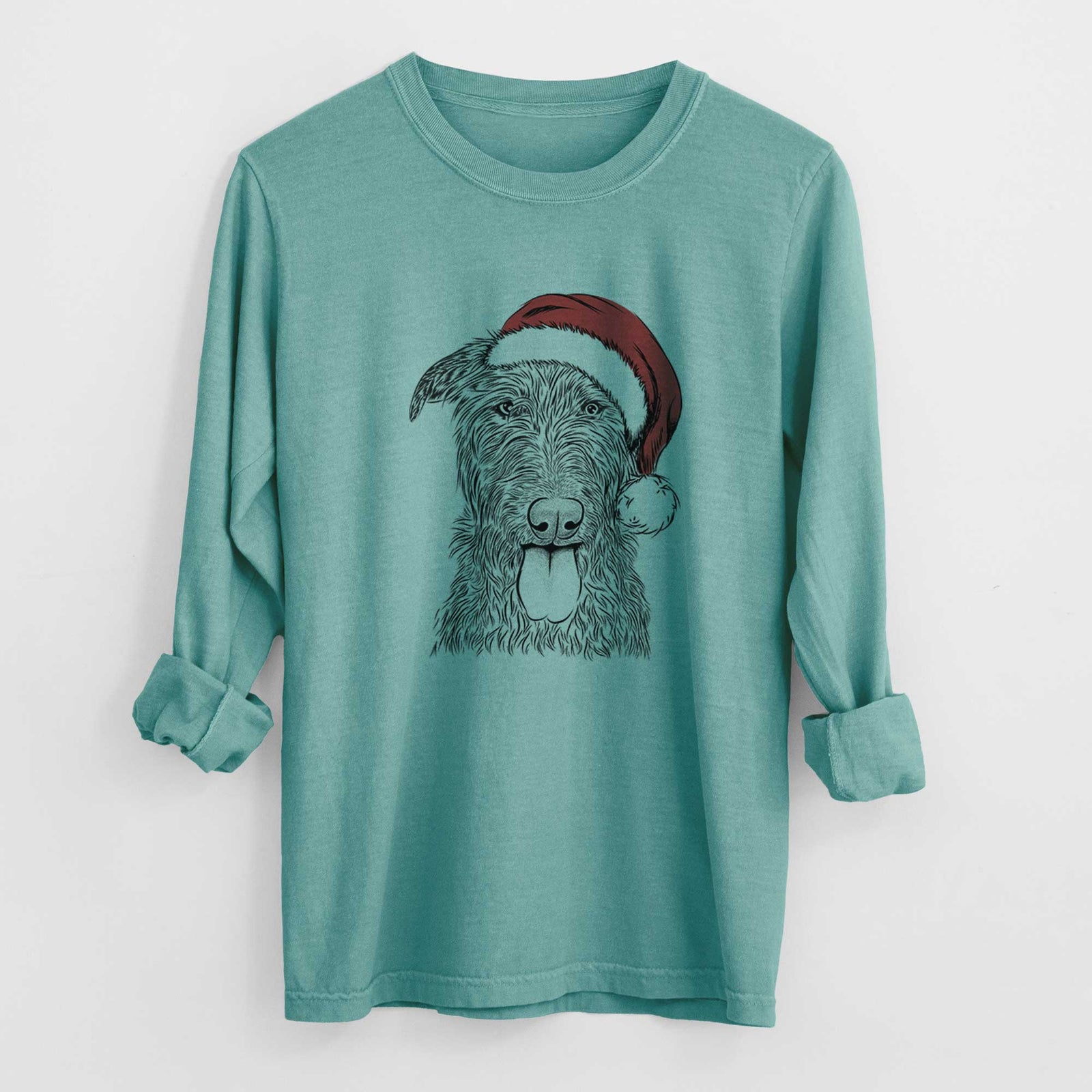 Santa Keeva the Irish Wolfhound - Heavyweight 100% Cotton Long Sleeve
