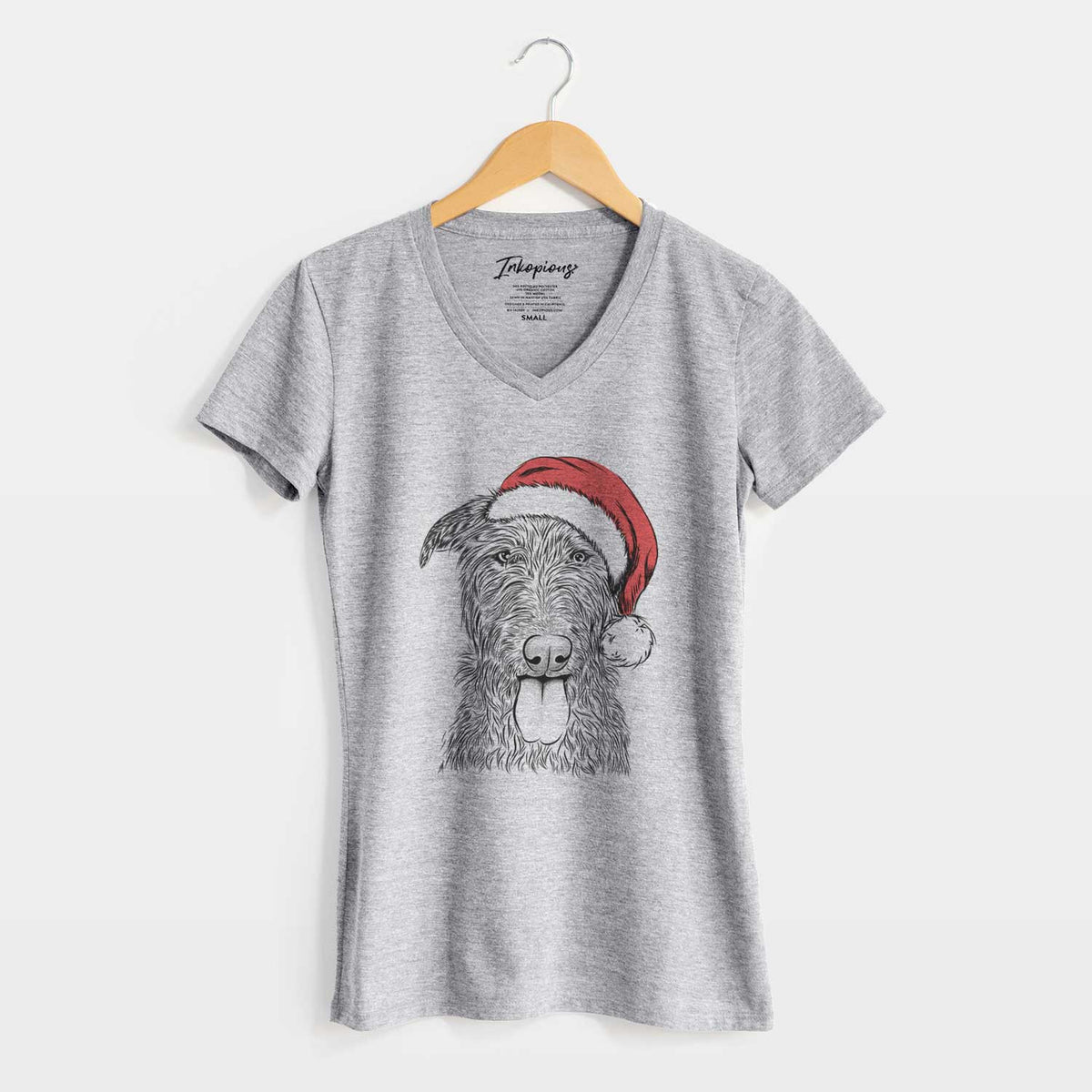 Santa Keeva the Irish Wolfhound - Women's V-neck Shirt