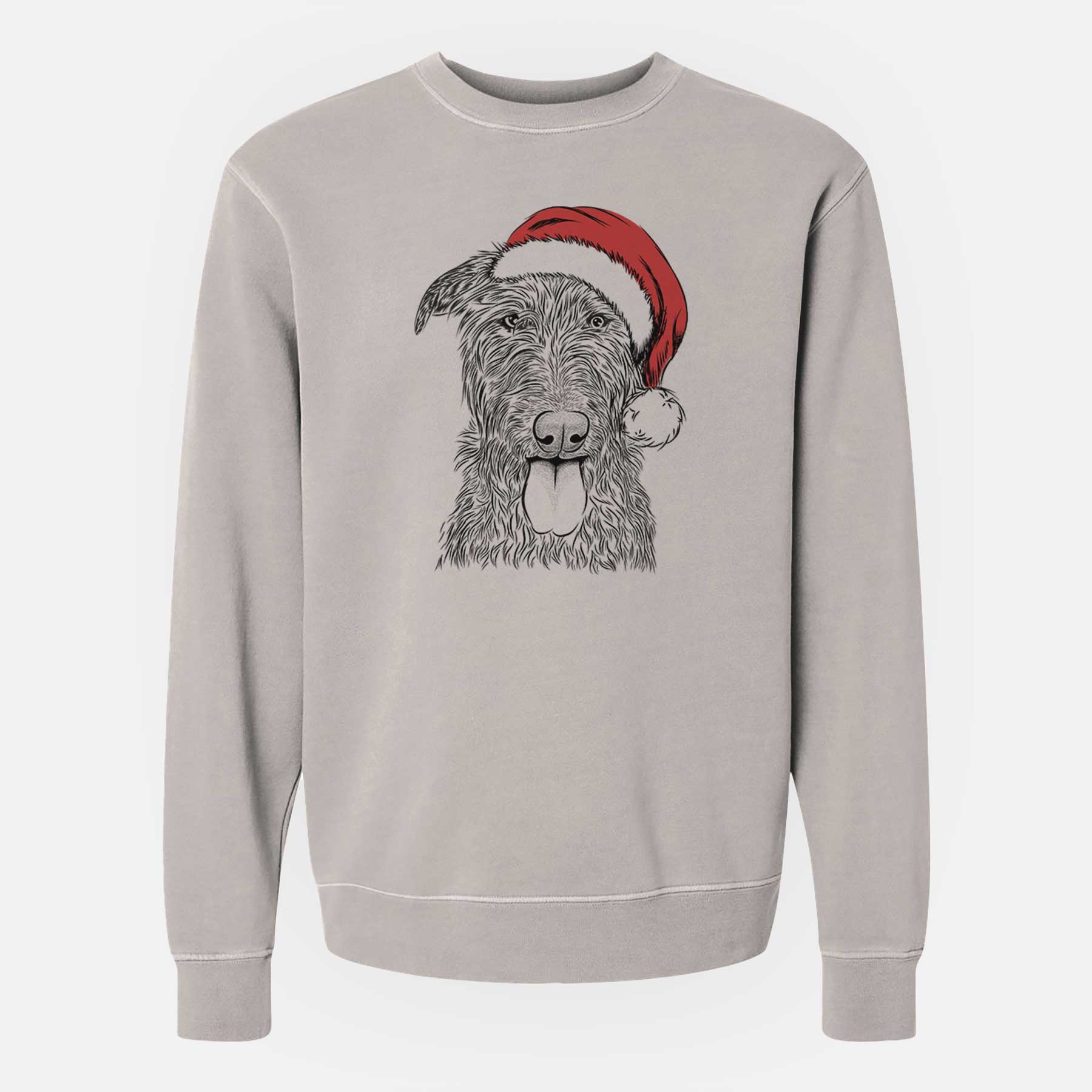 Santa Keeva the Irish Wolfhound - Unisex Pigment Dyed Crew Sweatshirt