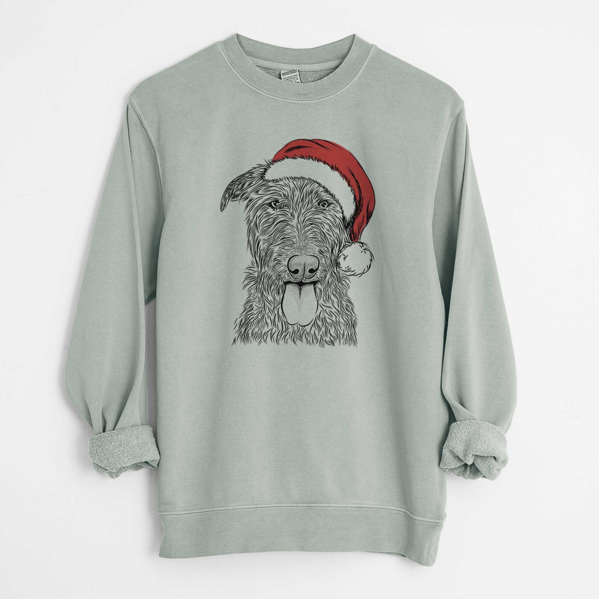 Santa Keeva the Irish Wolfhound - Unisex Pigment Dyed Crew Sweatshirt