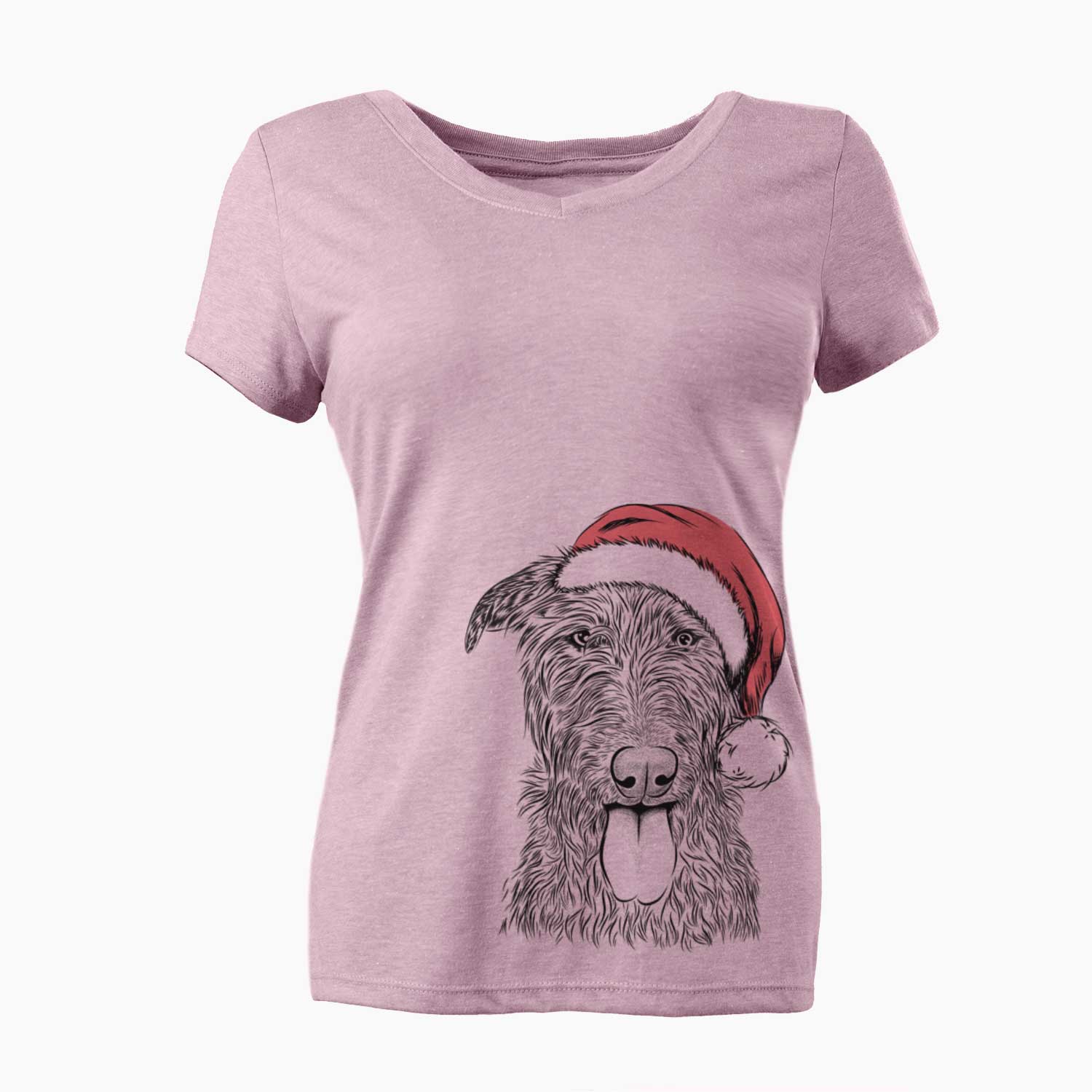 Santa Keeva the Irish Wolfhound - Women's V-neck Shirt