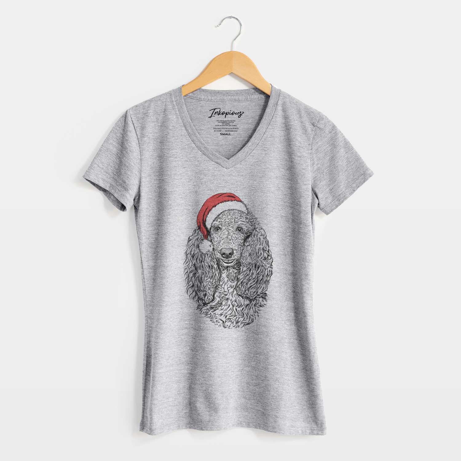 Santa Kenna the Standard Poodle - Women's V-neck Shirt