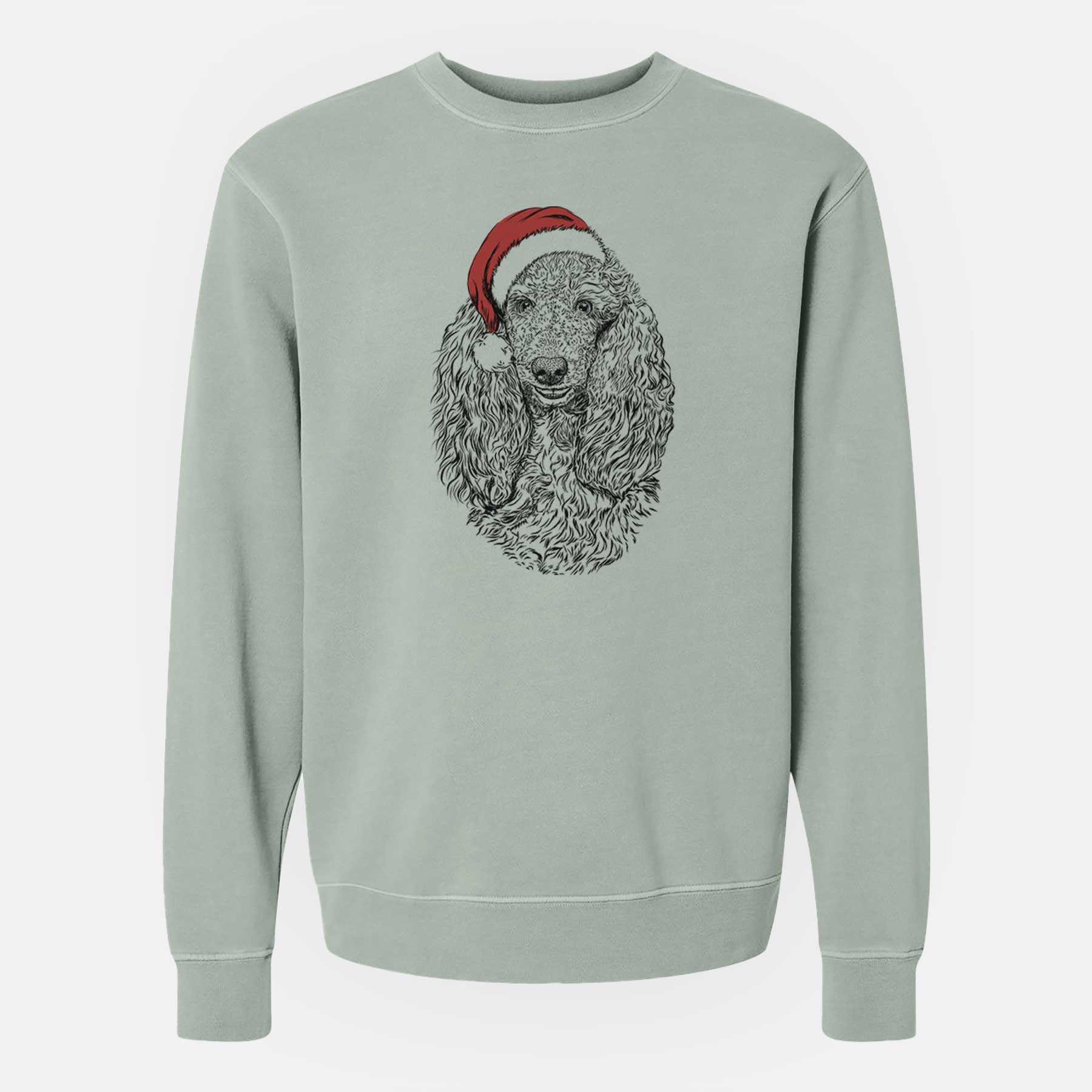 Santa Kenna the Standard Poodle - Unisex Pigment Dyed Crew Sweatshirt