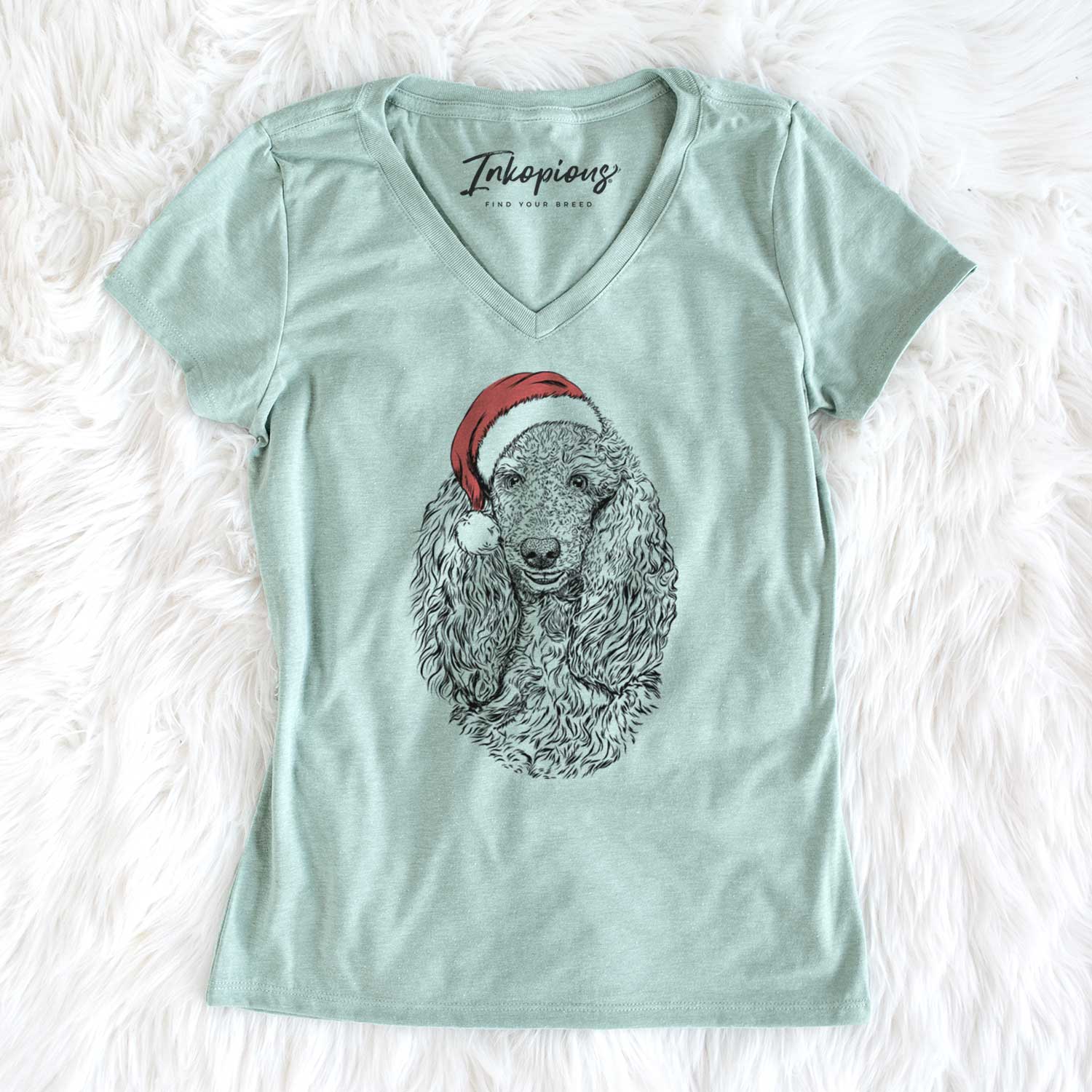 Santa Kenna the Standard Poodle - Women's V-neck Shirt