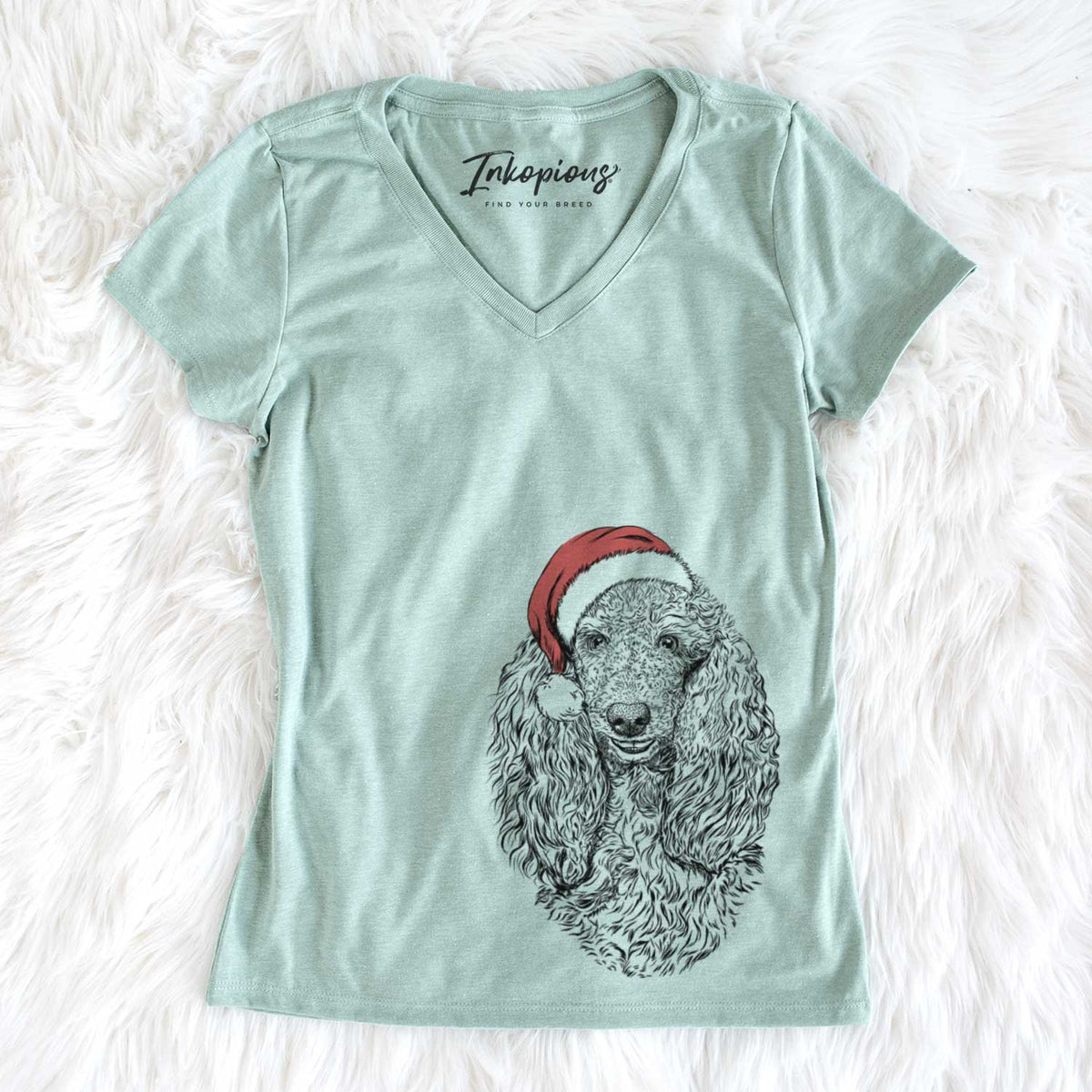 Santa Kenna the Standard Poodle - Women&#39;s V-neck Shirt