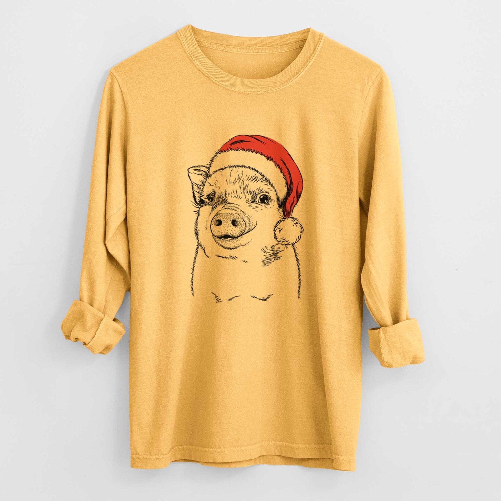 Santa Kevin the Spotted Pig - Heavyweight 100% Cotton Long Sleeve