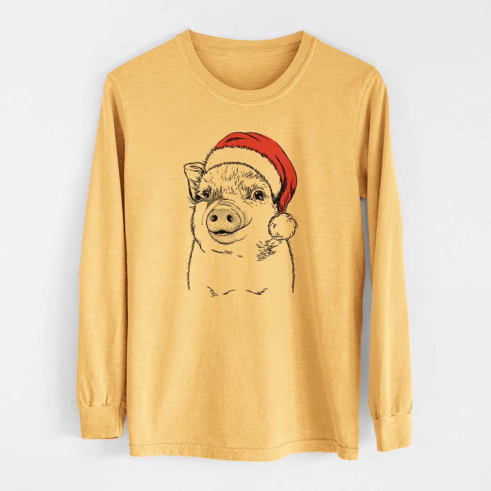 Santa Kevin the Spotted Pig - Heavyweight 100% Cotton Long Sleeve