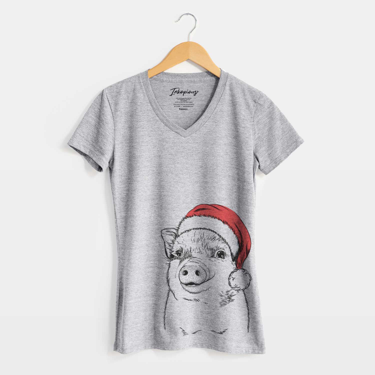 Santa Kevin the Spotted Pig - Women's V-neck Shirt