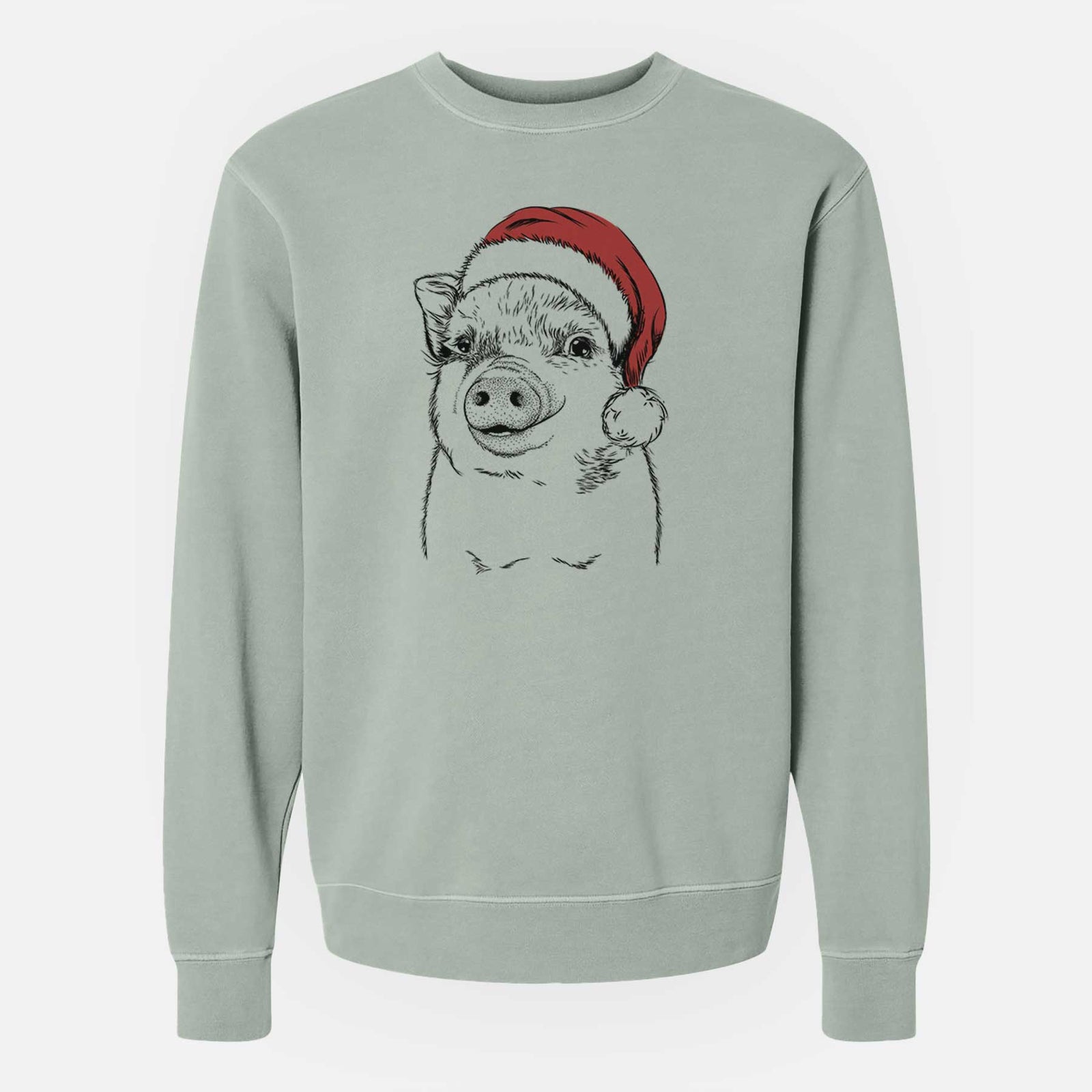 Santa Kevin the Spotted Pig - Unisex Pigment Dyed Crew Sweatshirt