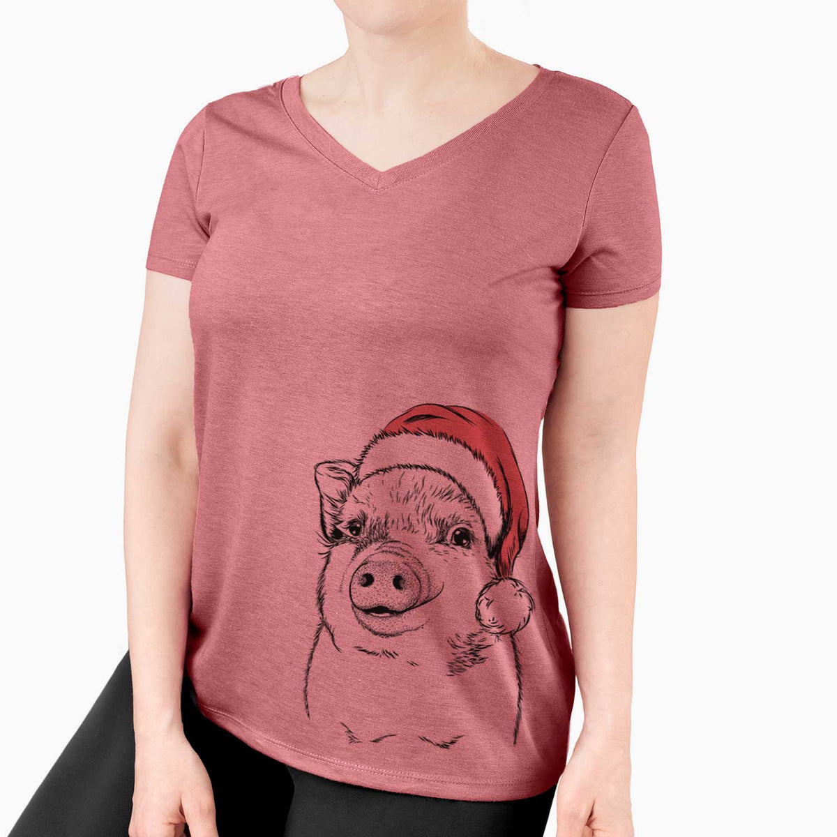 Santa Kevin the Spotted Pig - Women's V-neck Shirt
