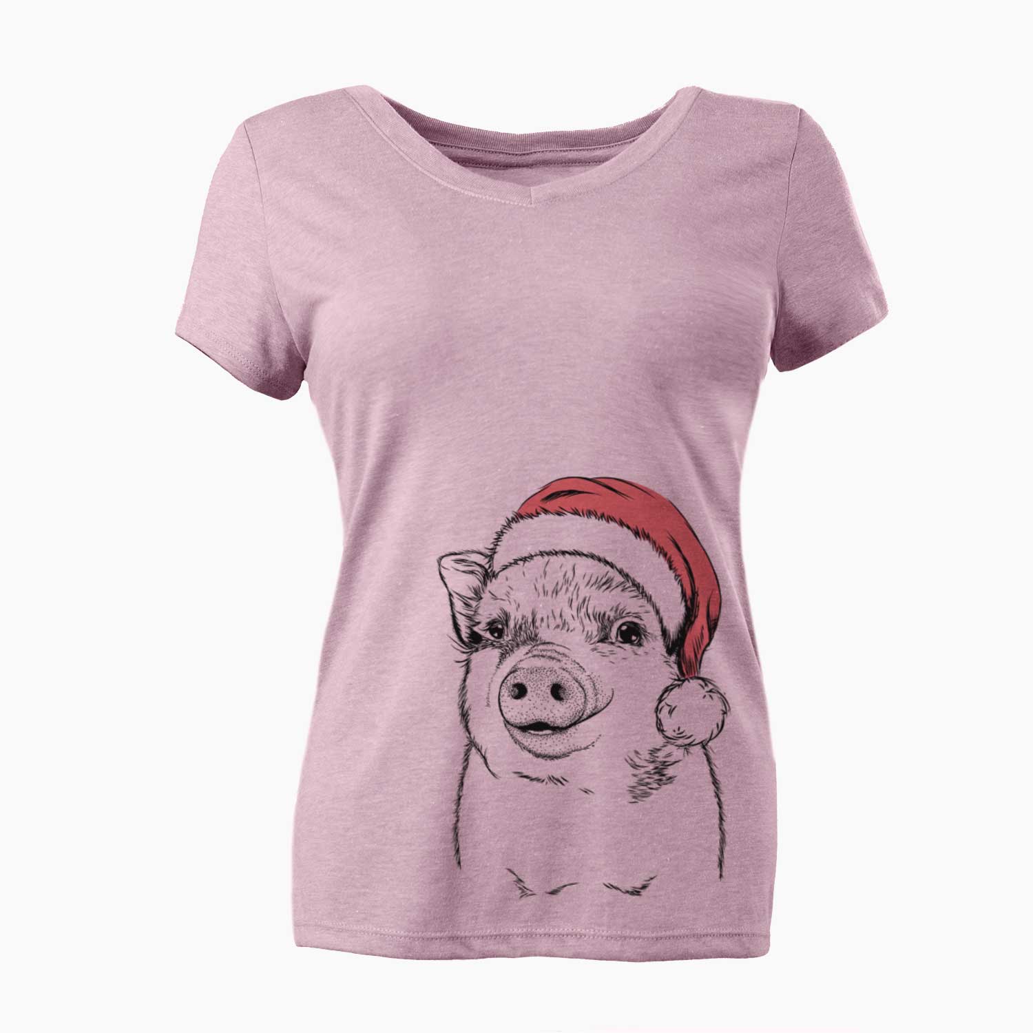 Santa Kevin the Spotted Pig - Women's V-neck Shirt