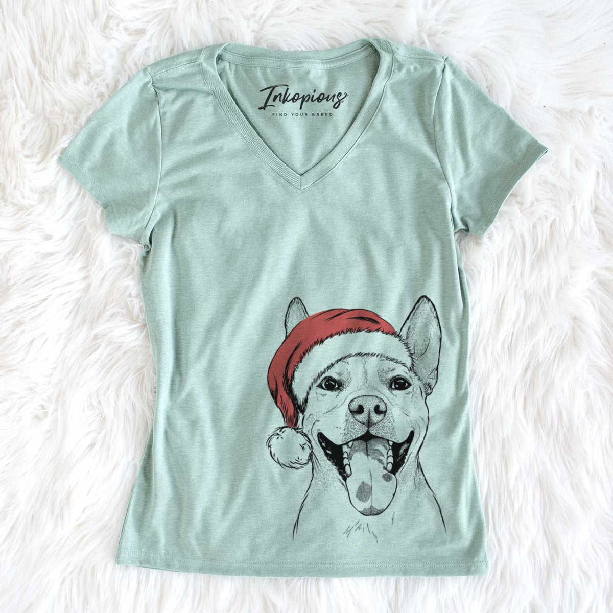 Santa Khaleesi the Carolina Dog - Women&#39;s V-neck Shirt