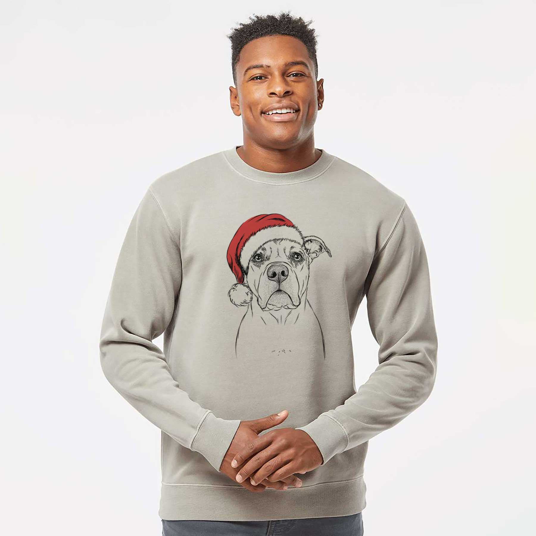 Santa KiaOra the Pitbull Mix - Unisex Pigment Dyed Crew Sweatshirt