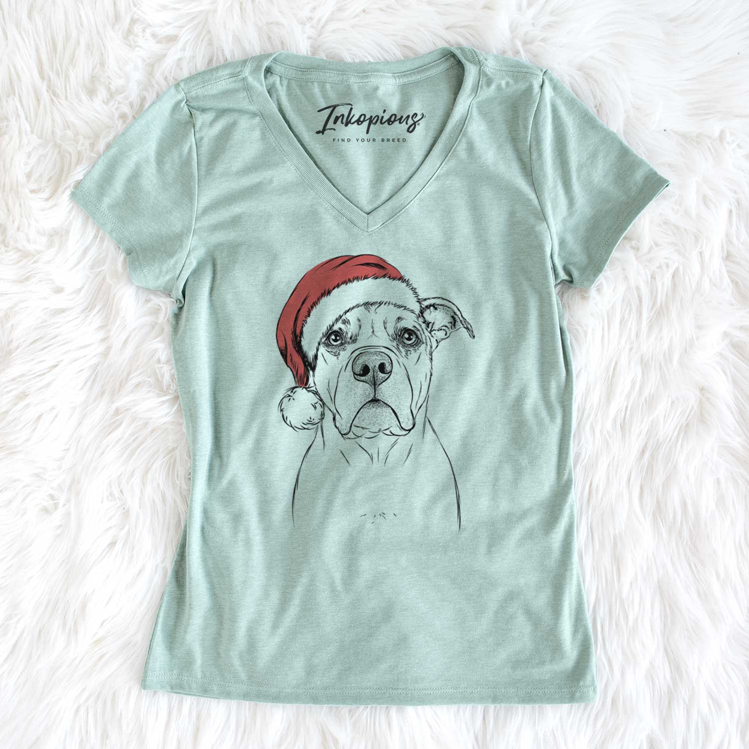 Santa KiaOra the Pitbull Mix - Women's V-neck Shirt