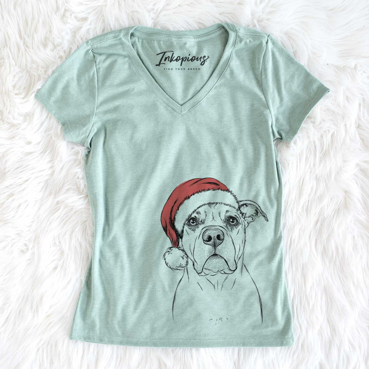 Santa KiaOra the Pitbull Mix - Women&#39;s V-neck Shirt