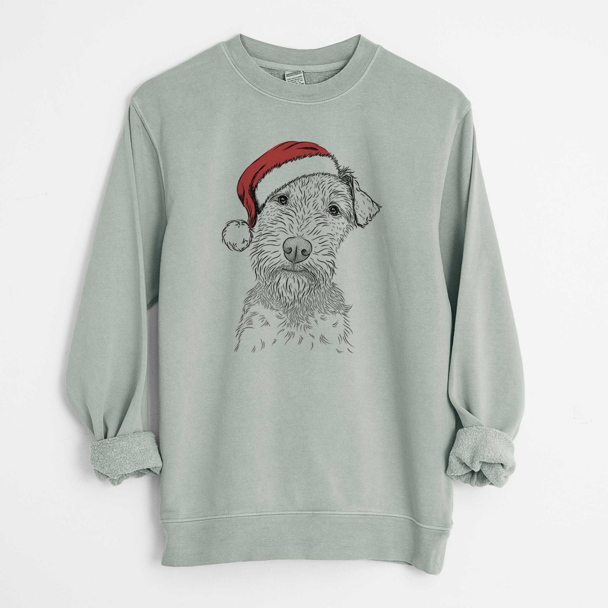 Santa Kiara the Welsh Terrier - Unisex Pigment Dyed Crew Sweatshirt