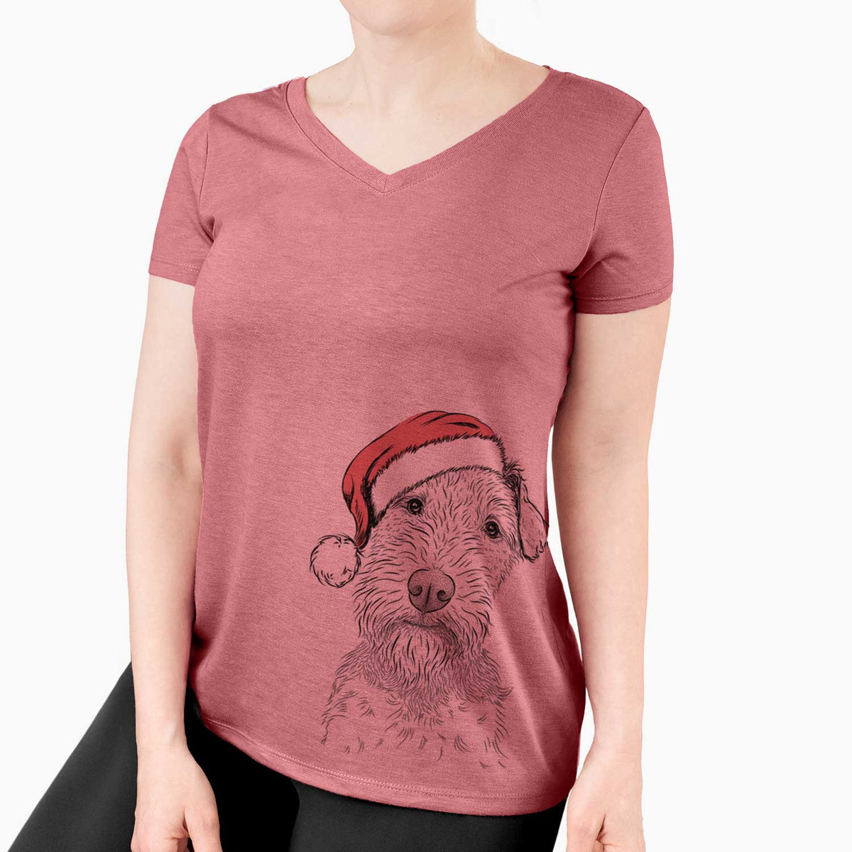 Santa Kiara the Welsh Terrier - Women's V-neck Shirt