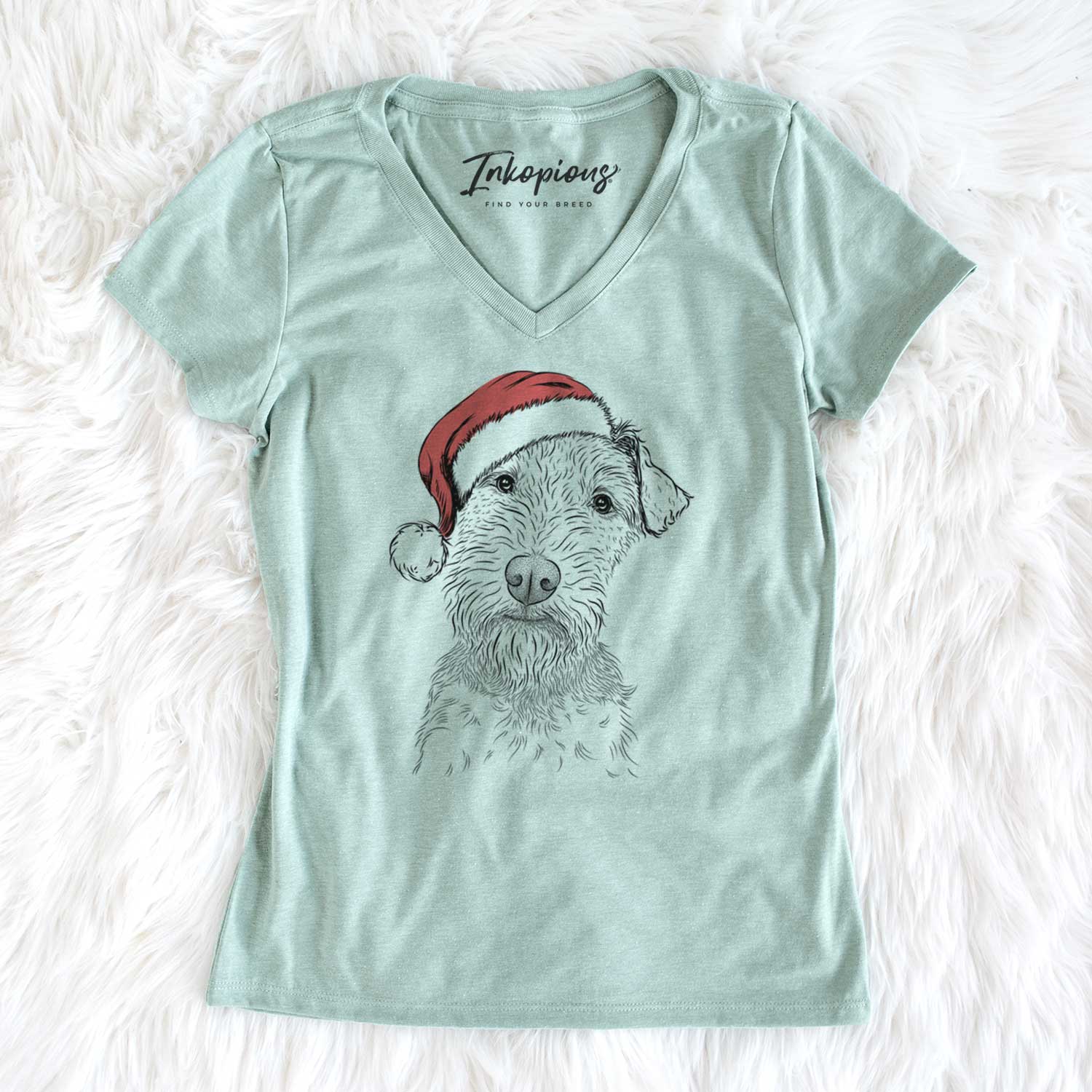 Santa Kiara the Welsh Terrier - Women's V-neck Shirt