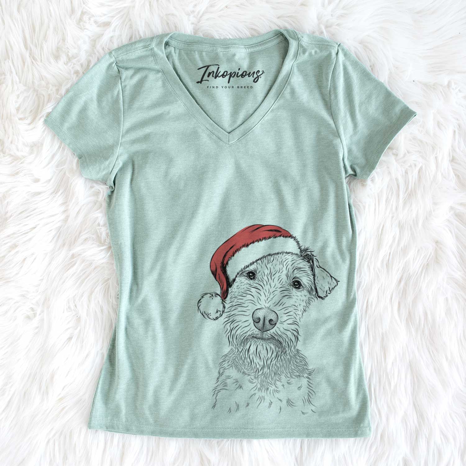 Santa Kiara the Welsh Terrier - Women's V-neck Shirt