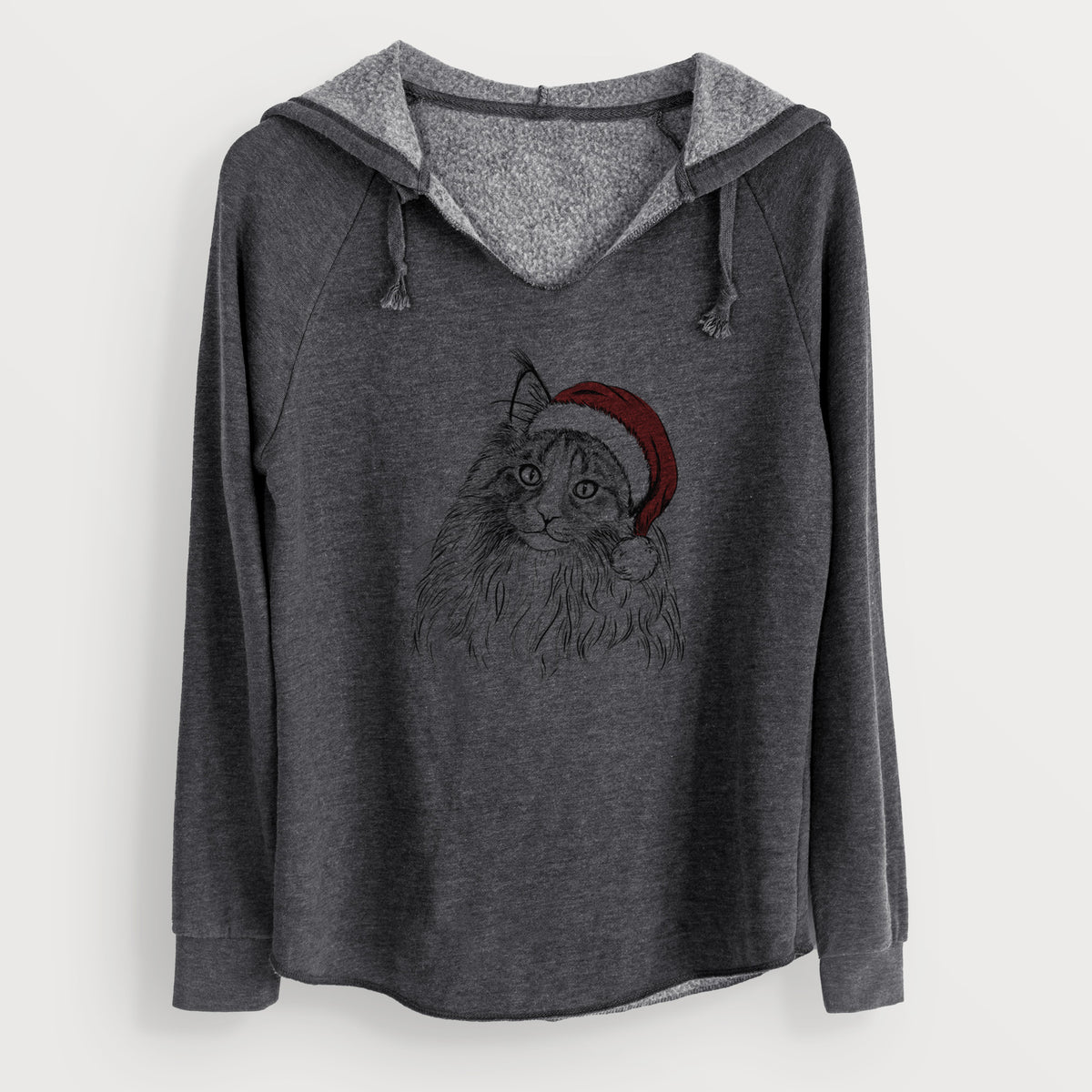 Santa Kiki the Maine Coon Cat - Cali Wave Hooded Sweatshirt