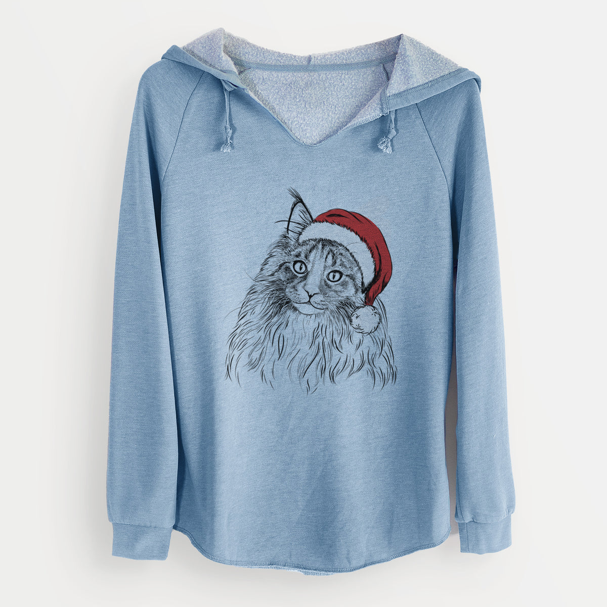 Santa Kiki the Maine Coon Cat - Cali Wave Hooded Sweatshirt