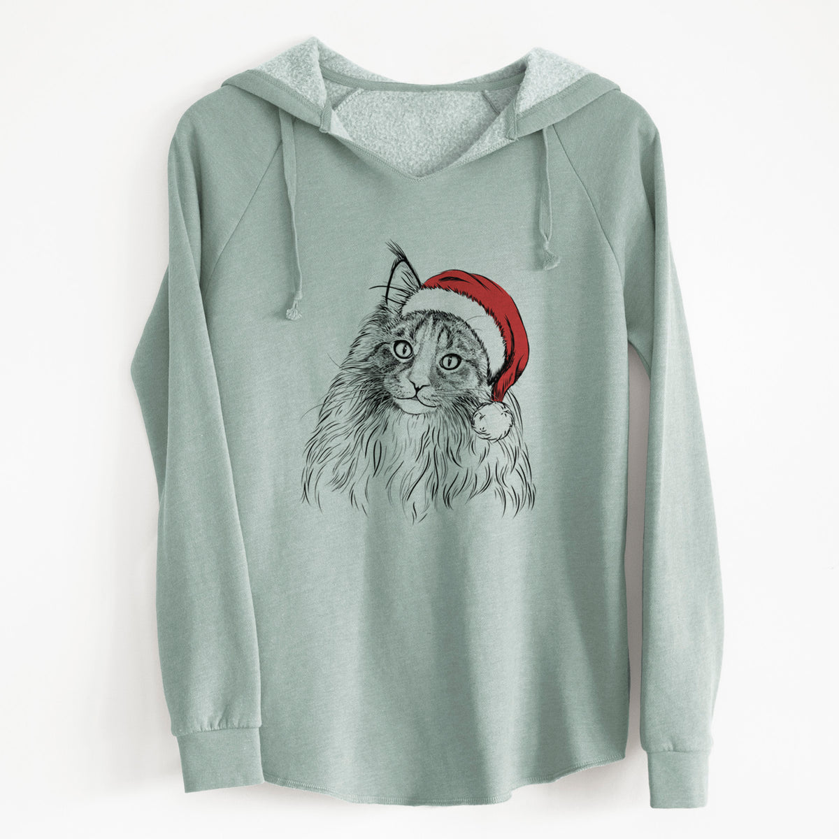 Santa Kiki the Maine Coon Cat - Cali Wave Hooded Sweatshirt