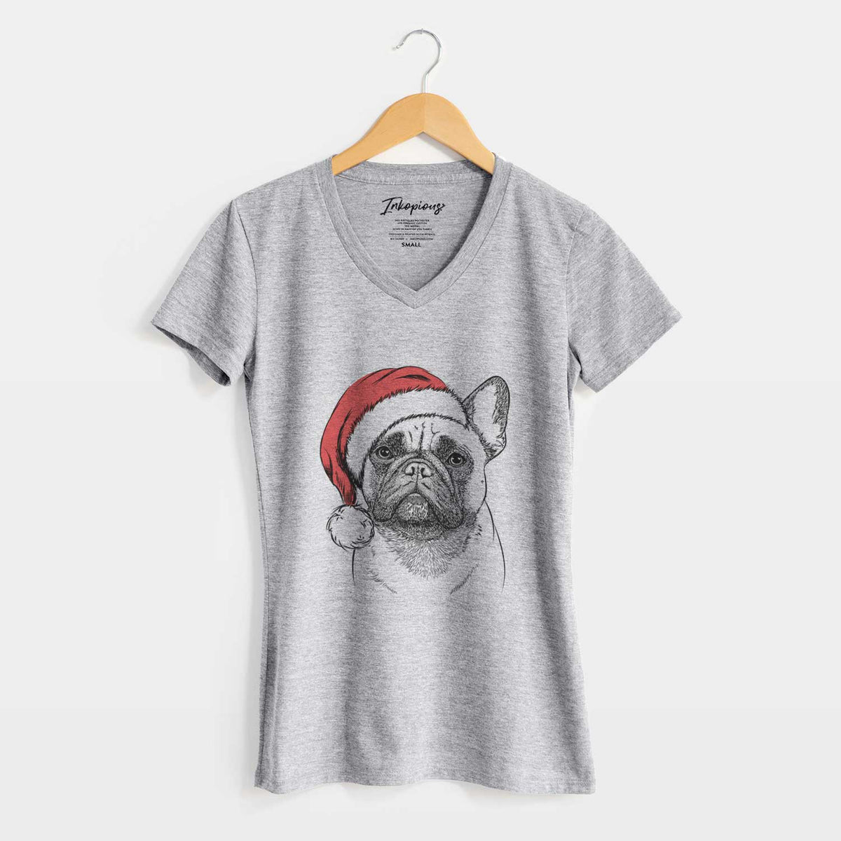 Santa Kingsleigh the French Bulldog - Women's V-neck Shirt