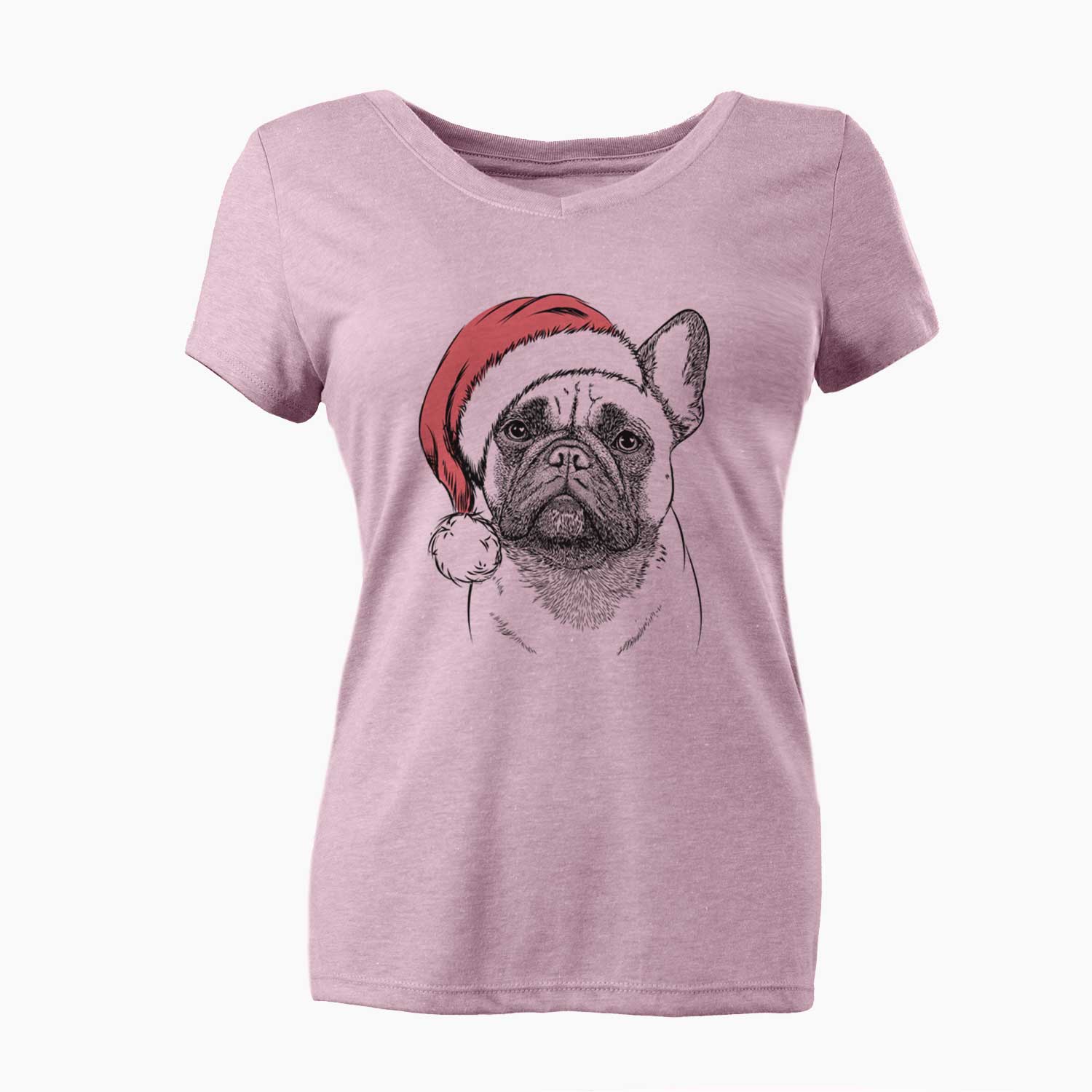 Santa Kingsleigh the French Bulldog - Women's V-neck Shirt