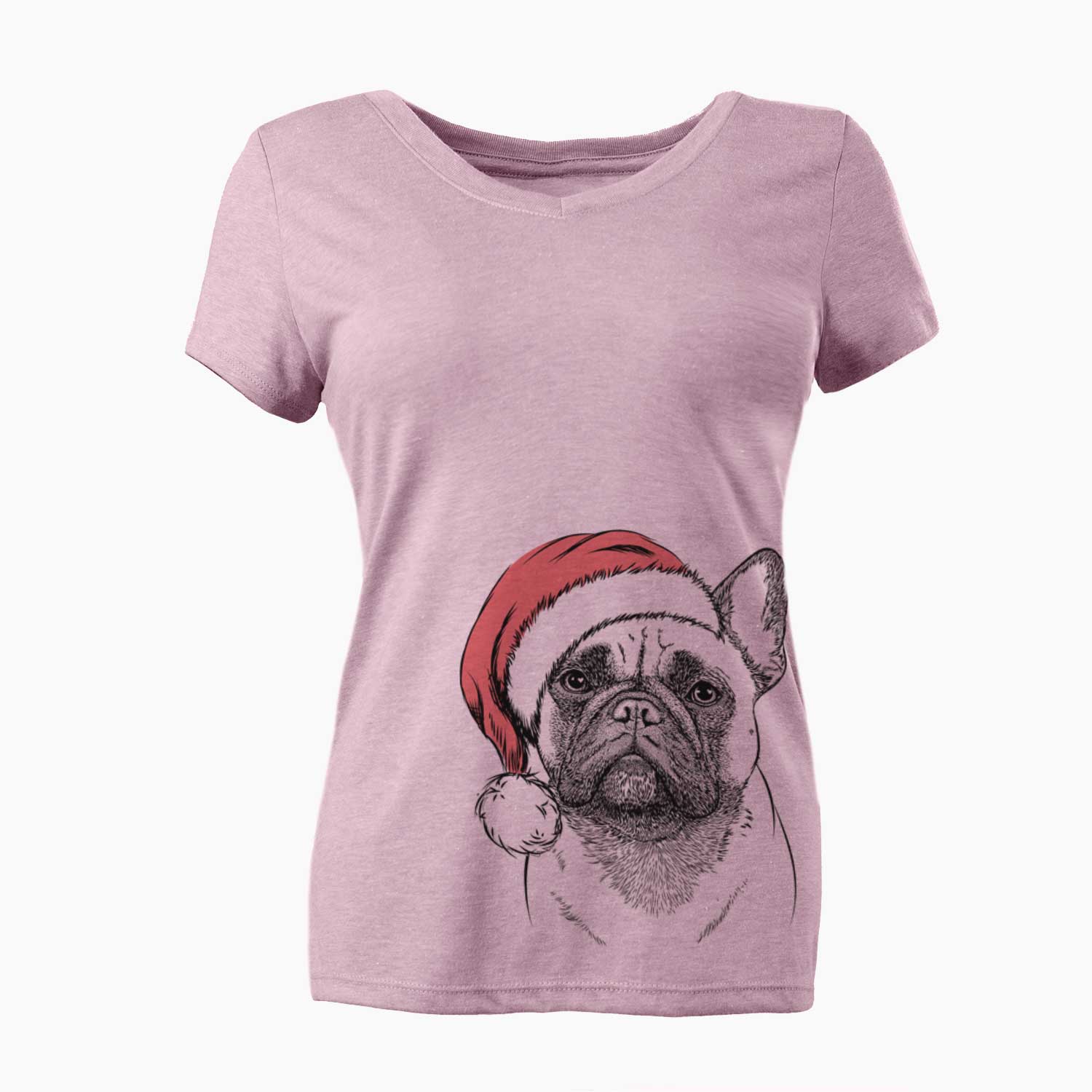 Santa Kingsleigh the French Bulldog - Women's V-neck Shirt