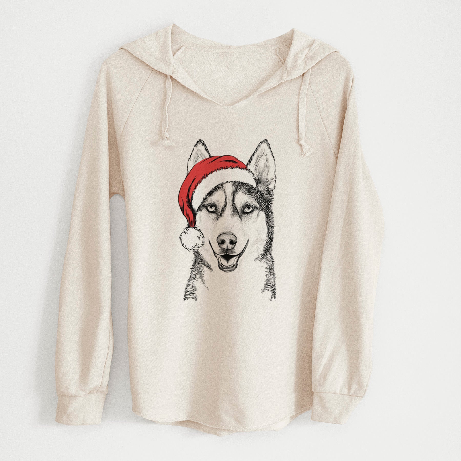 Santa Kira the Siberian Husky - Cali Wave Hooded Sweatshirt