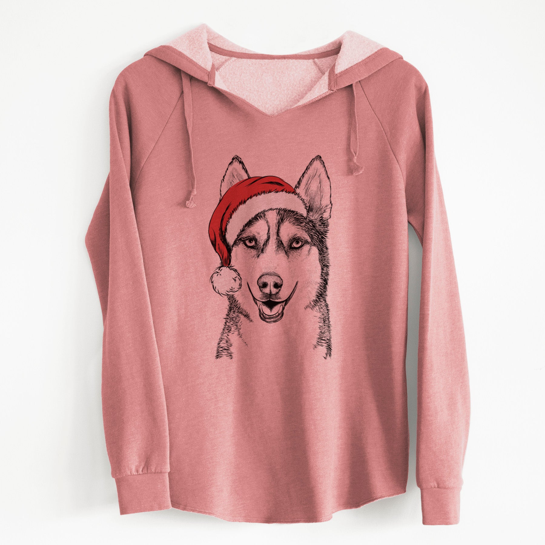 Santa Kira the Siberian Husky - Cali Wave Hooded Sweatshirt