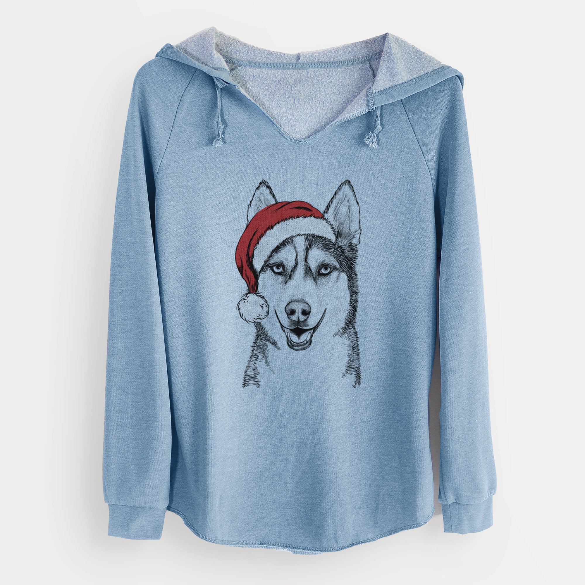 Santa Kira the Siberian Husky - Cali Wave Hooded Sweatshirt