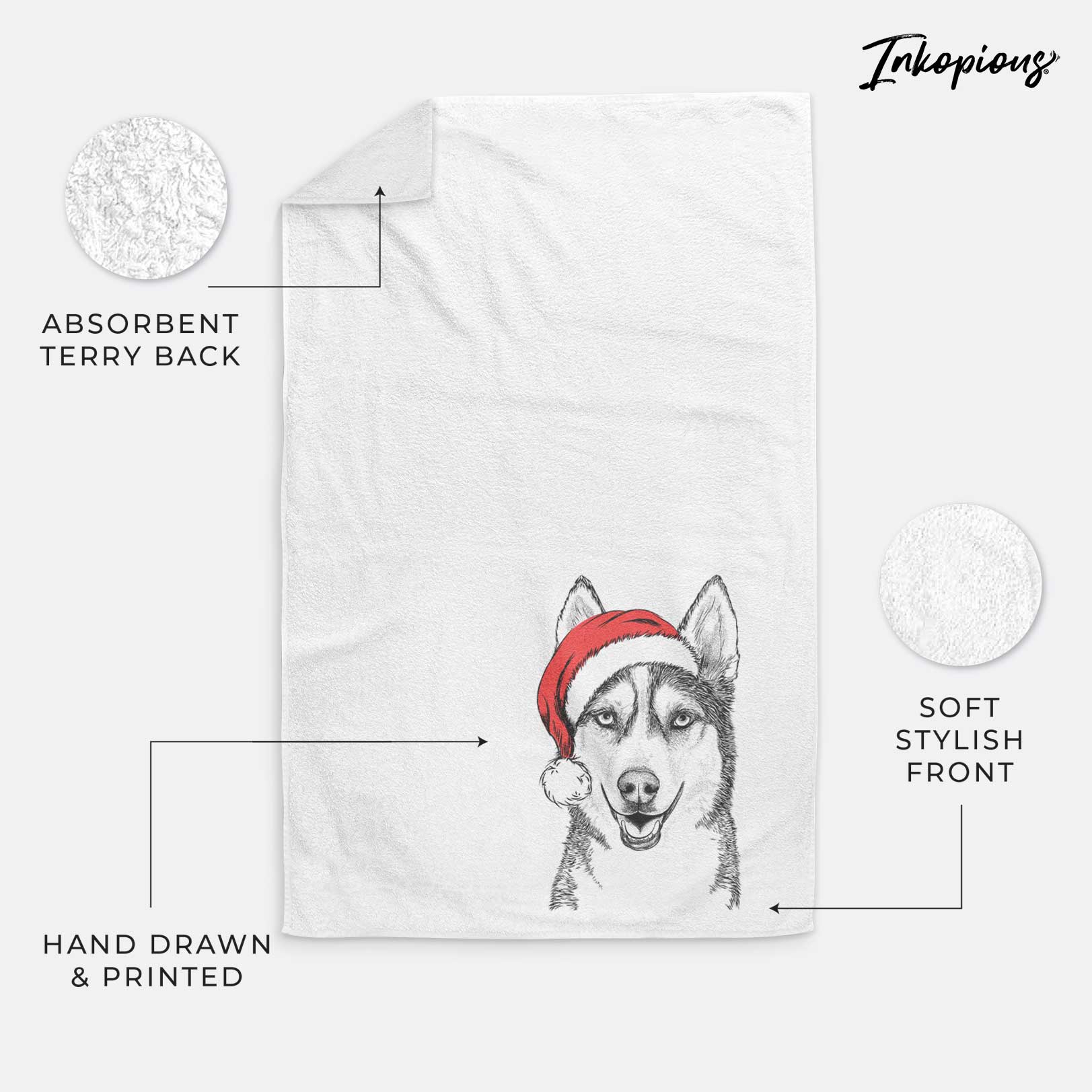 Kira the Siberian Husky Decorative Hand Towel