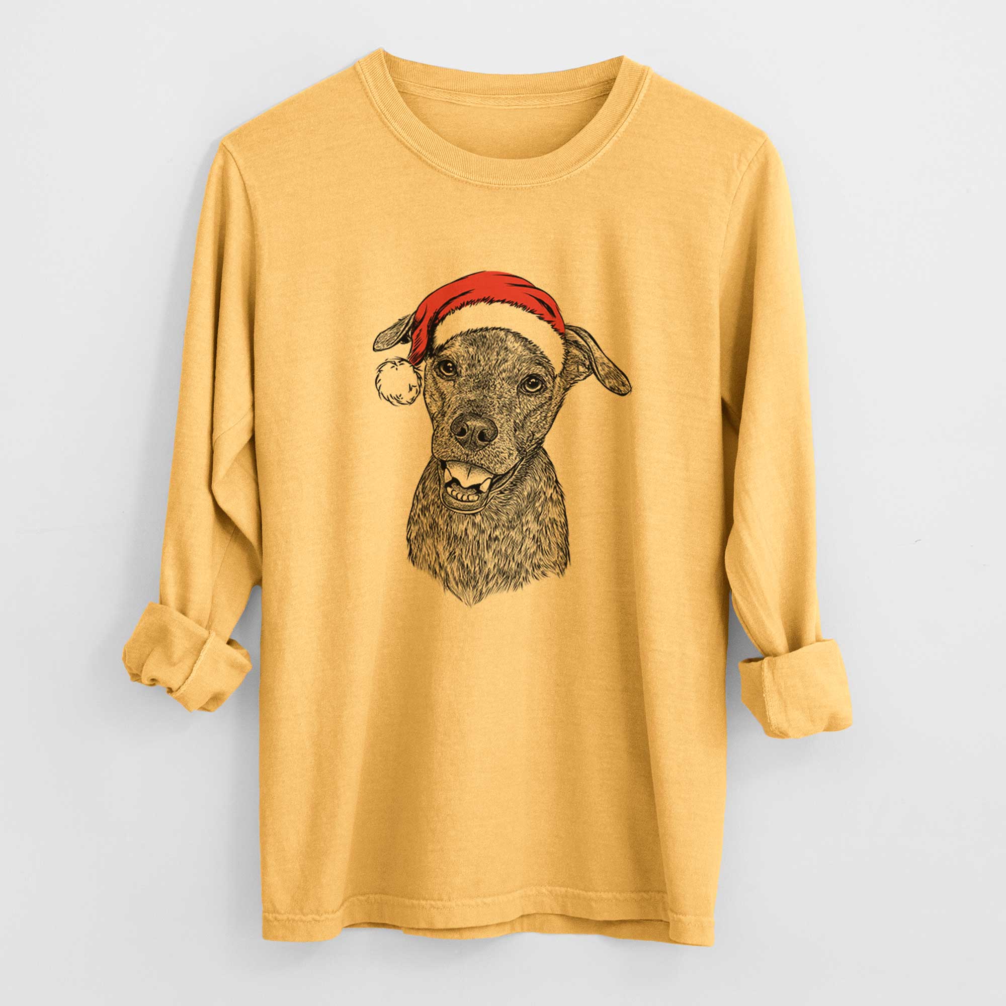 Santa Kirby the Mountain Cur Mix - Heavyweight 100% Cotton Long Sleeve