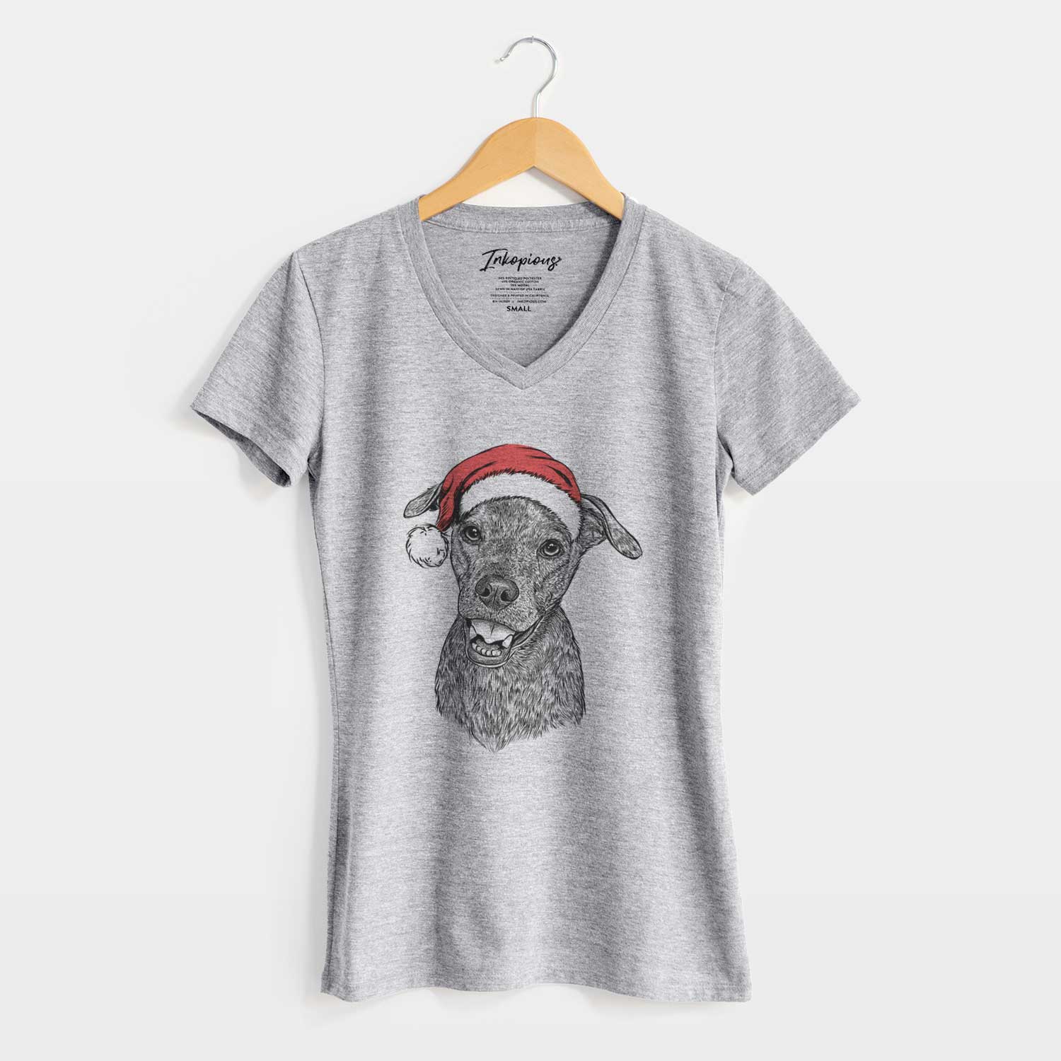 Santa Kirby the Mountain Cur Mix - Women's V-neck Shirt
