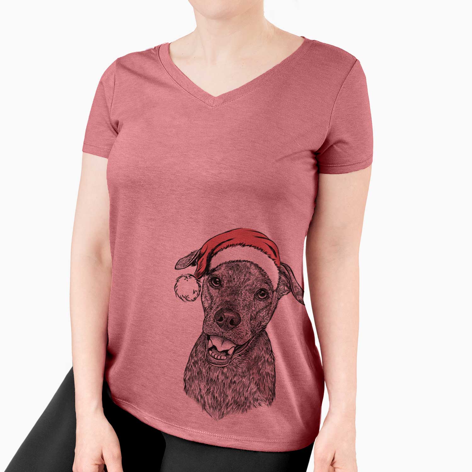 Santa Kirby the Mountain Cur Mix - Women's V-neck Shirt