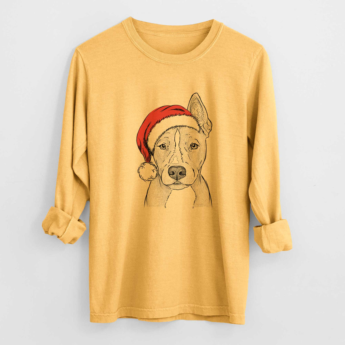 Santa Kisses the Pitbull - Heavyweight 100% Cotton Long Sleeve