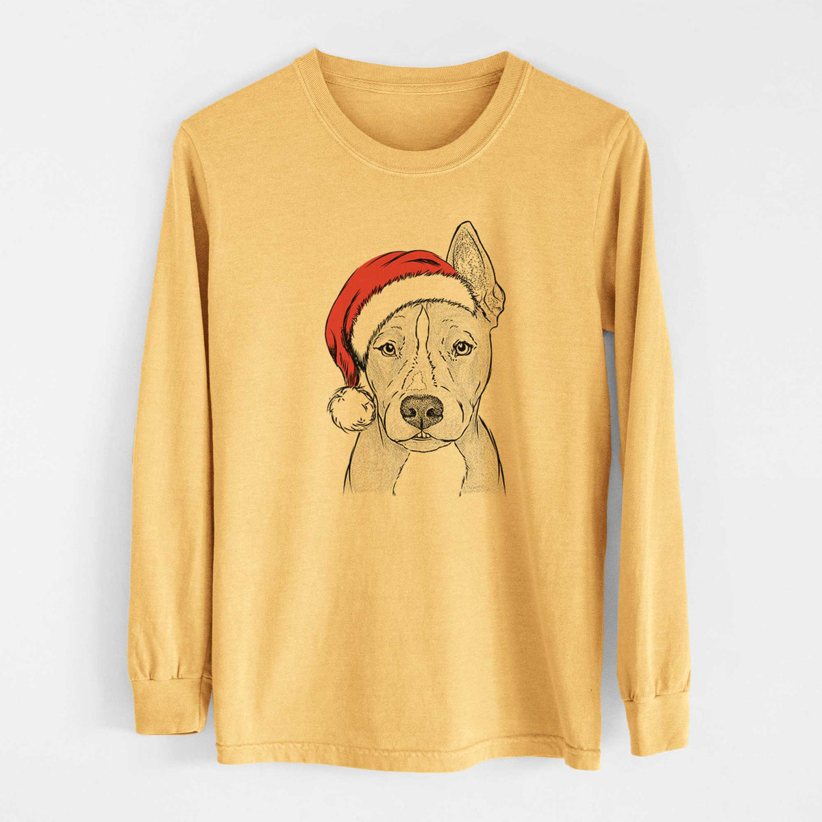 Santa Kisses the Pitbull - Heavyweight 100% Cotton Long Sleeve