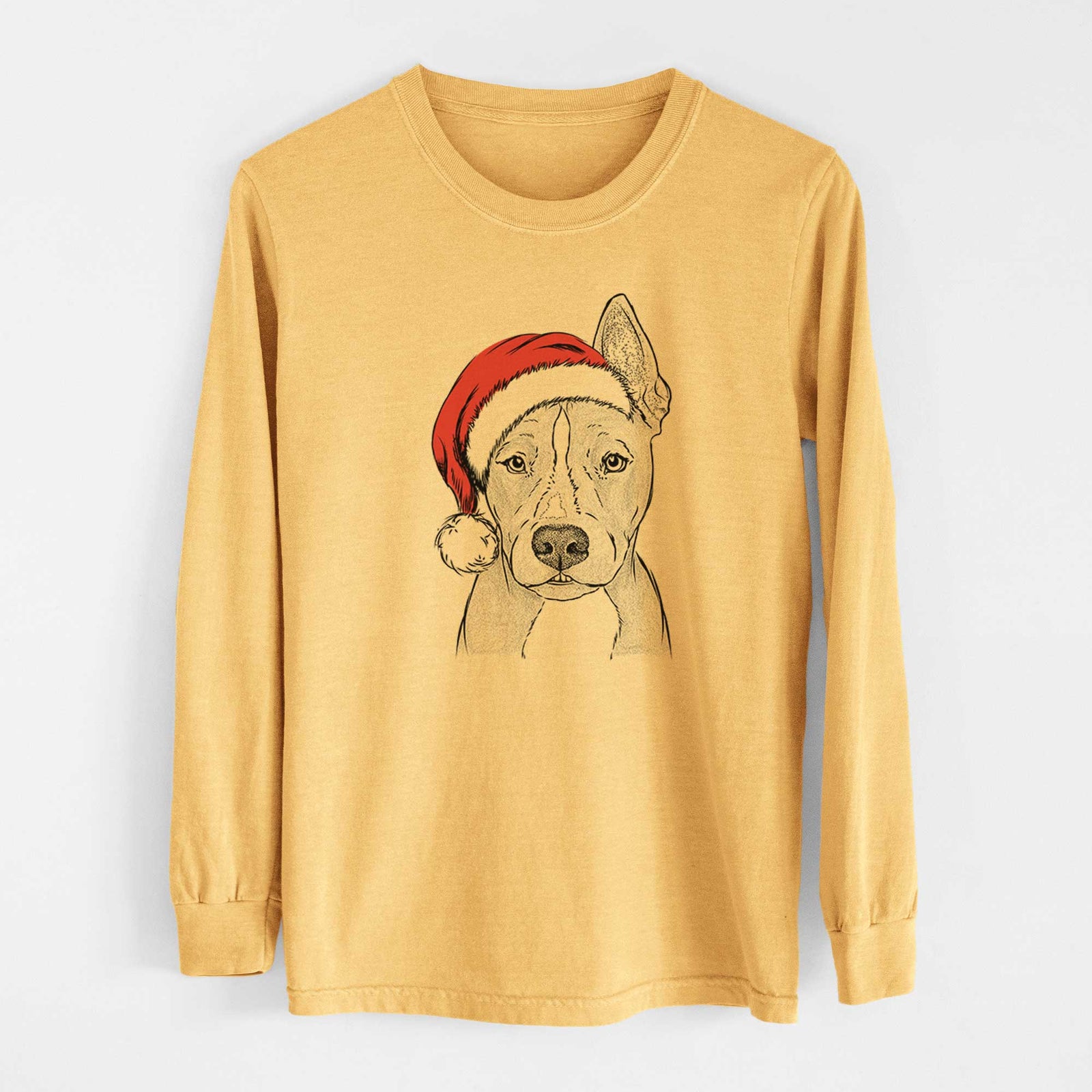 Santa Kisses the Pitbull - Heavyweight 100% Cotton Long Sleeve