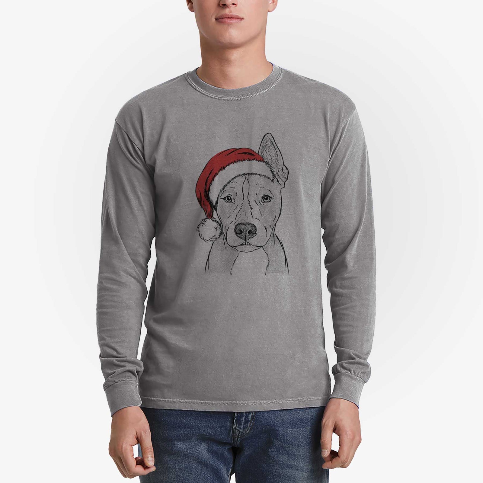Santa Kisses the Pitbull - Heavyweight 100% Cotton Long Sleeve