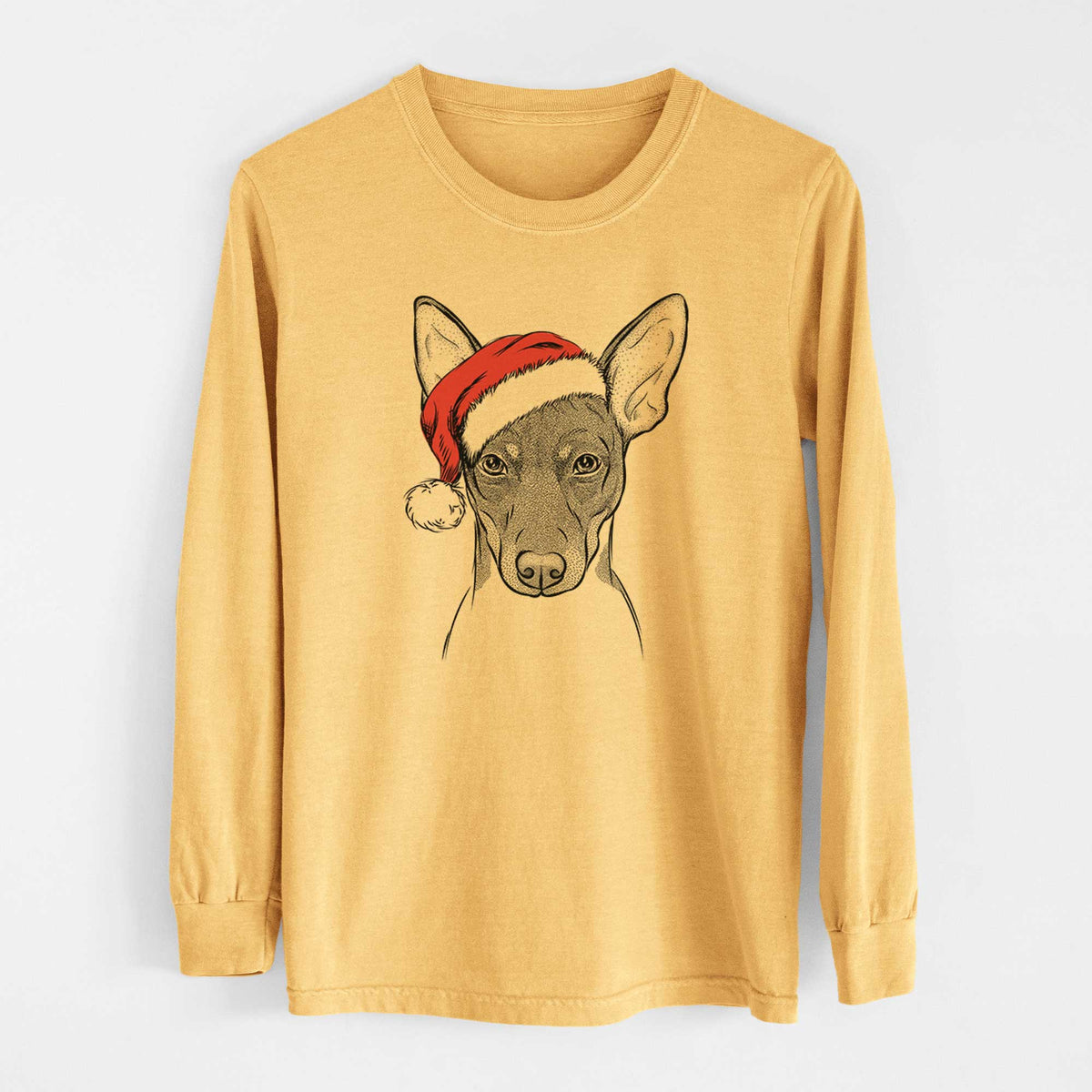 Santa Knox the Rat Terrier - Heavyweight 100% Cotton Long Sleeve
