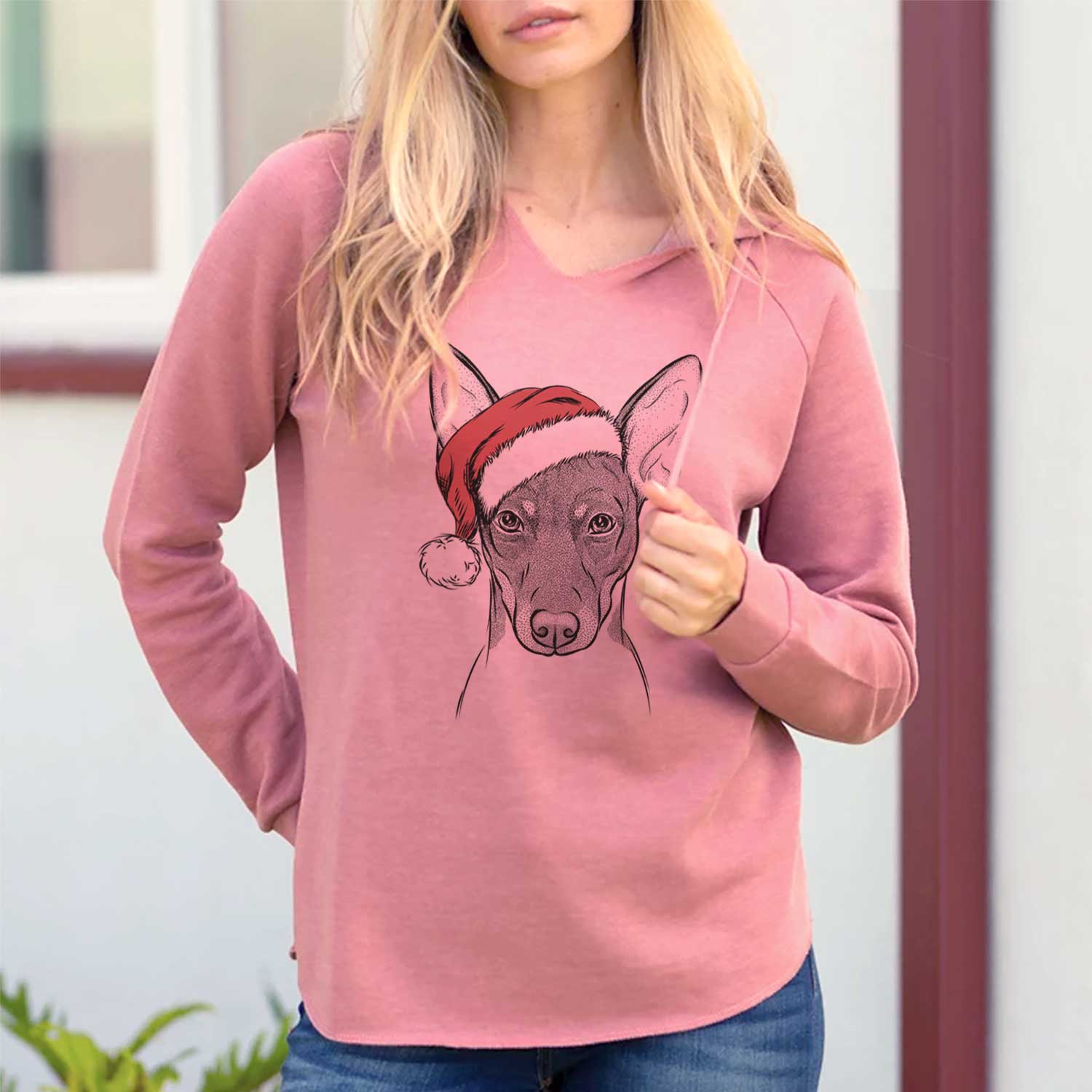 Santa Knox the Rat Terrier - Cali Wave Hooded Sweatshirt