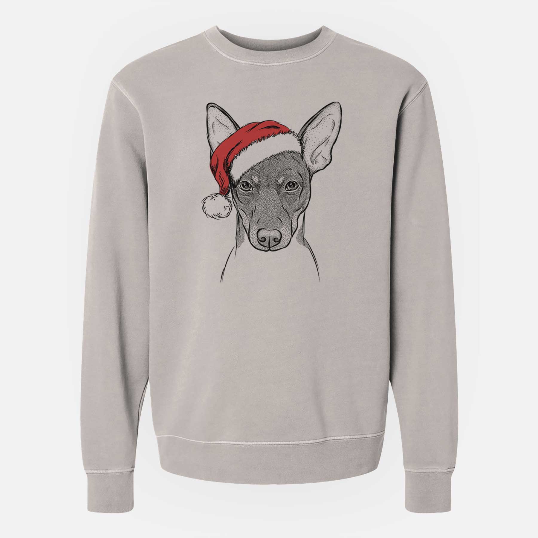 Santa Knox the Rat Terrier - Unisex Pigment Dyed Crew Sweatshirt