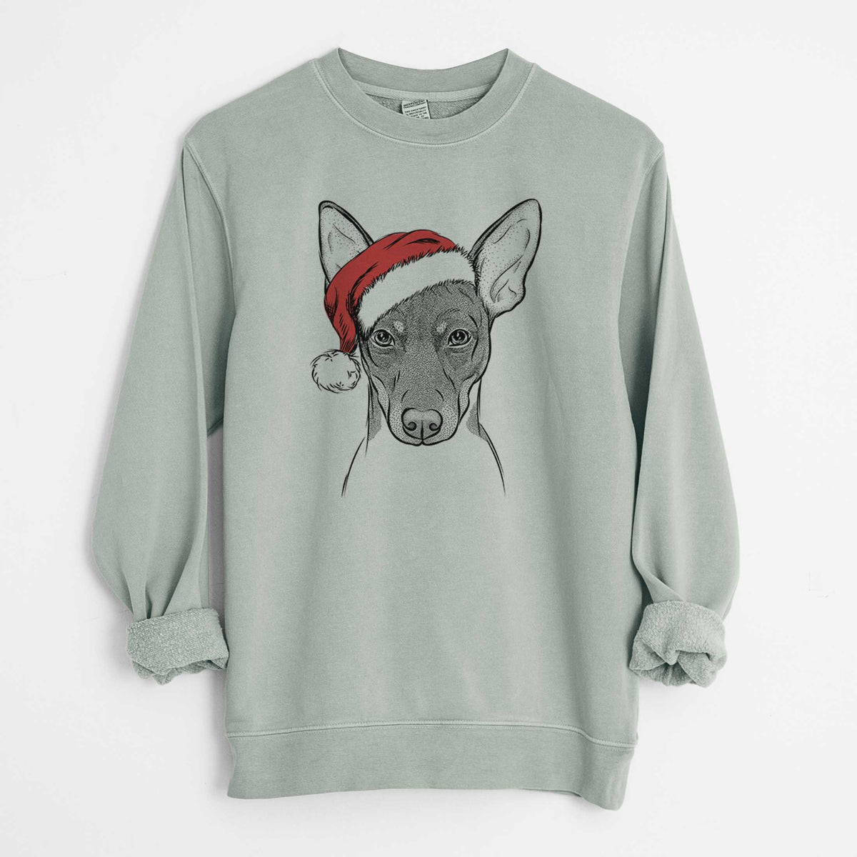 Santa Knox the Rat Terrier - Unisex Pigment Dyed Crew Sweatshirt