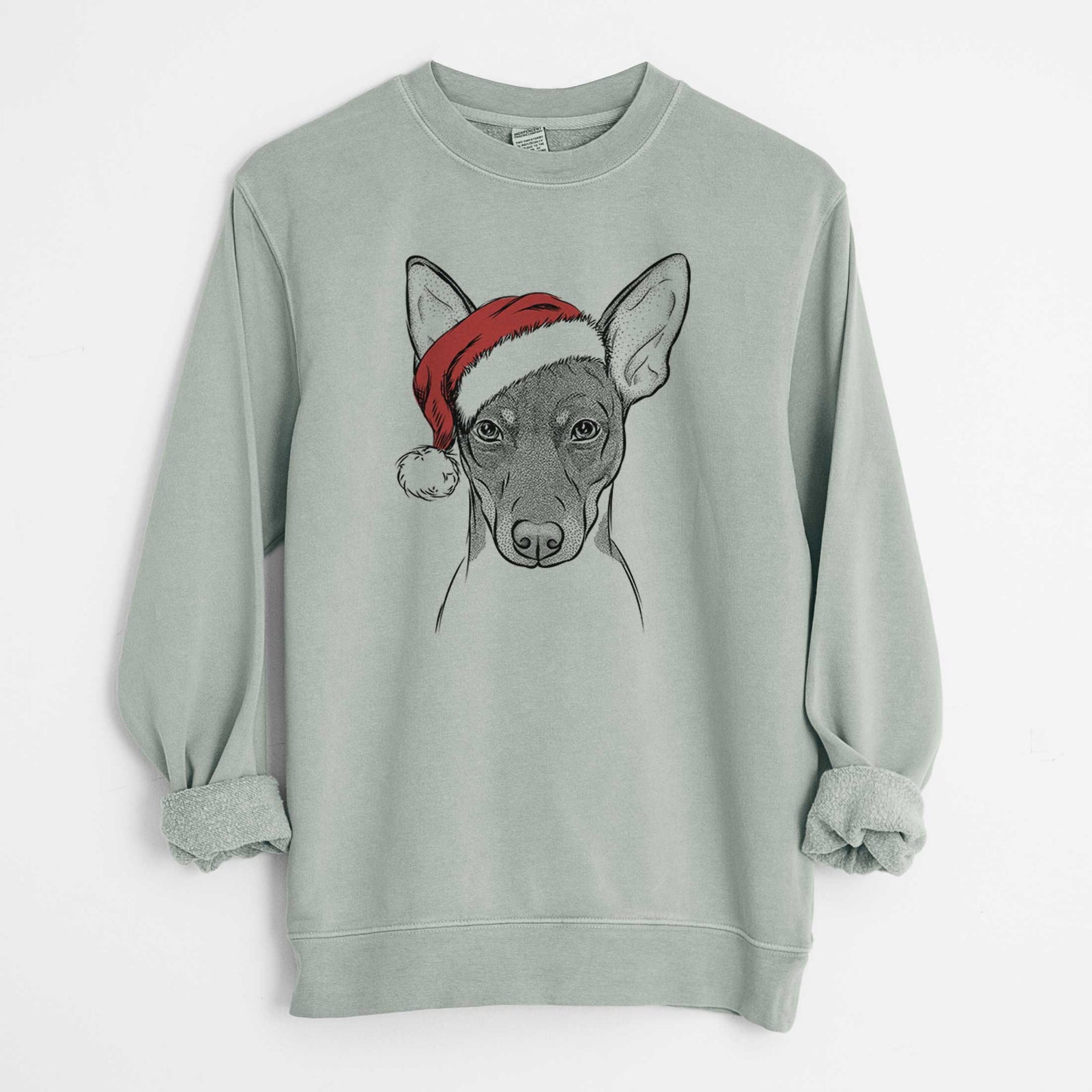 Santa Knox the Rat Terrier - Unisex Pigment Dyed Crew Sweatshirt