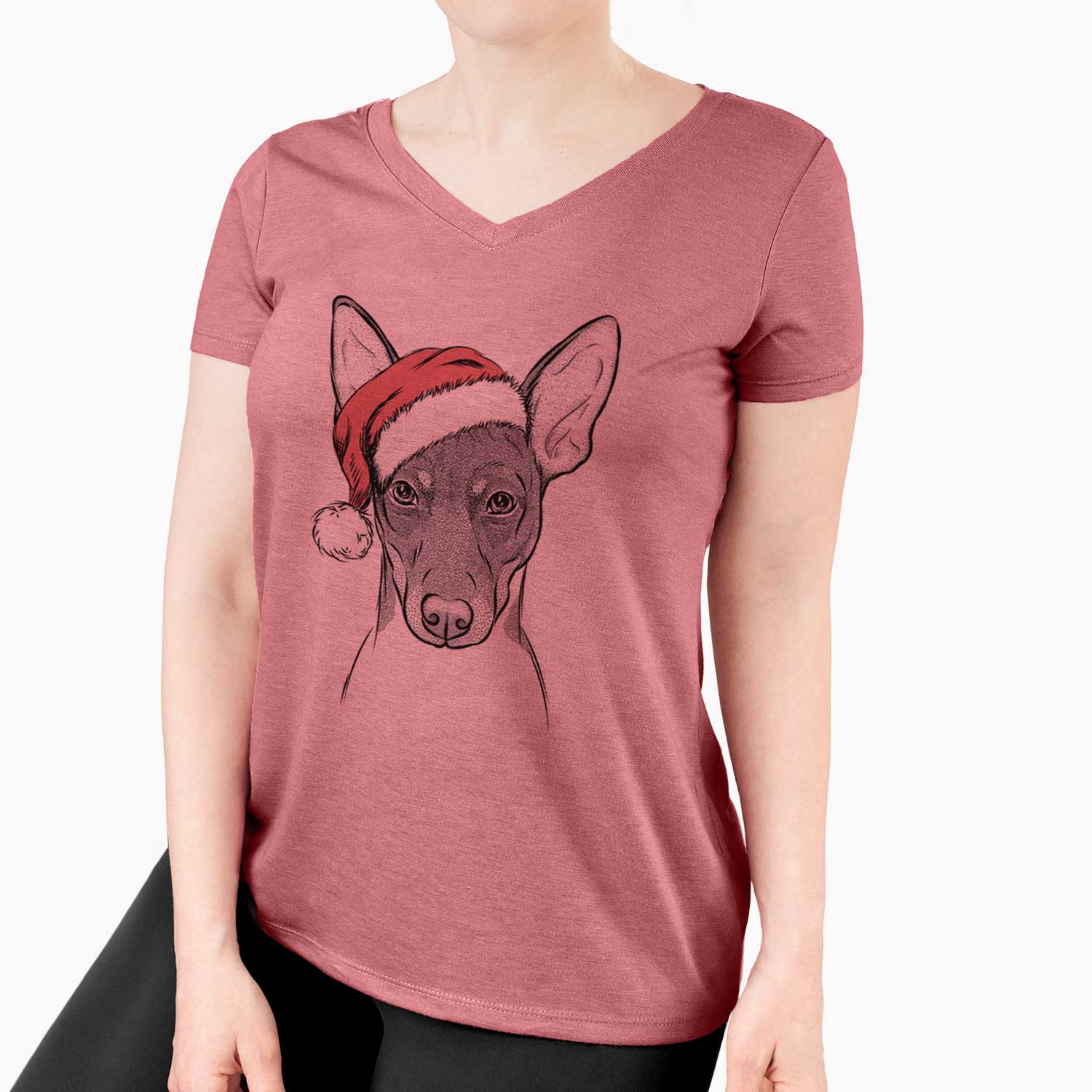 Santa Knox the Rat Terrier - Women's V-neck Shirt
